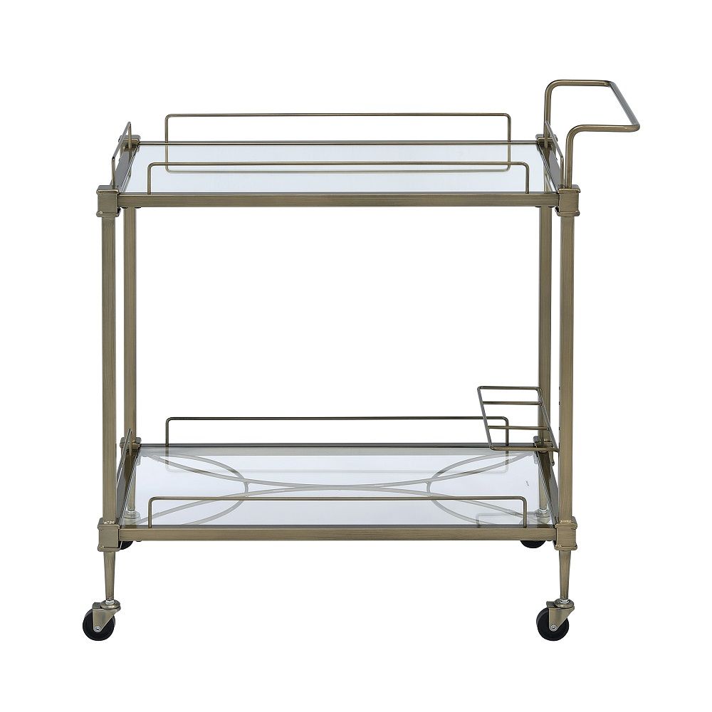 Aditya - Serving Cart - Mirrored & Antique Brass