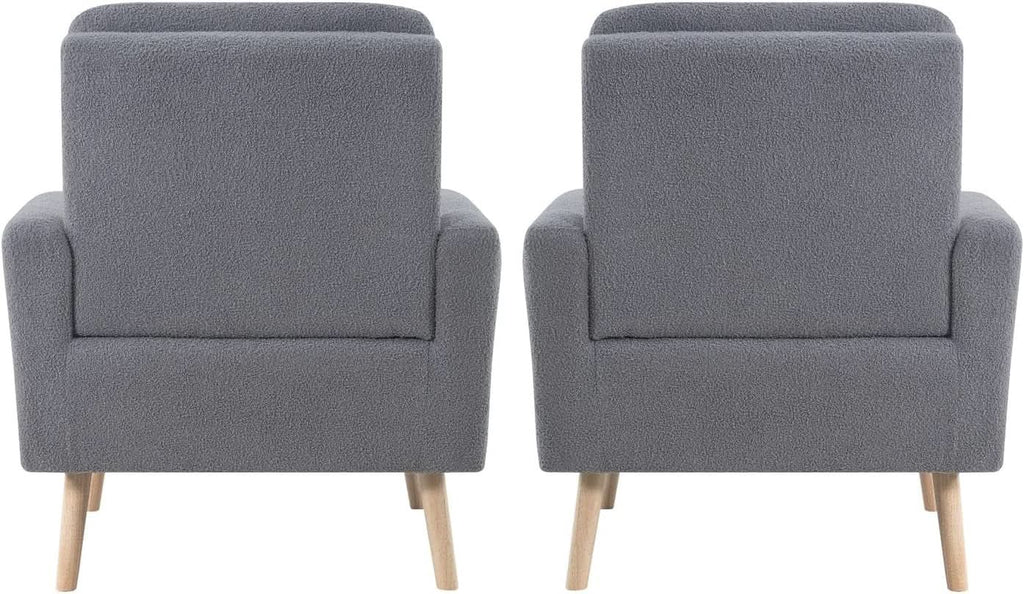 Gray Mid Century Modern Plush Upholstered Armchair