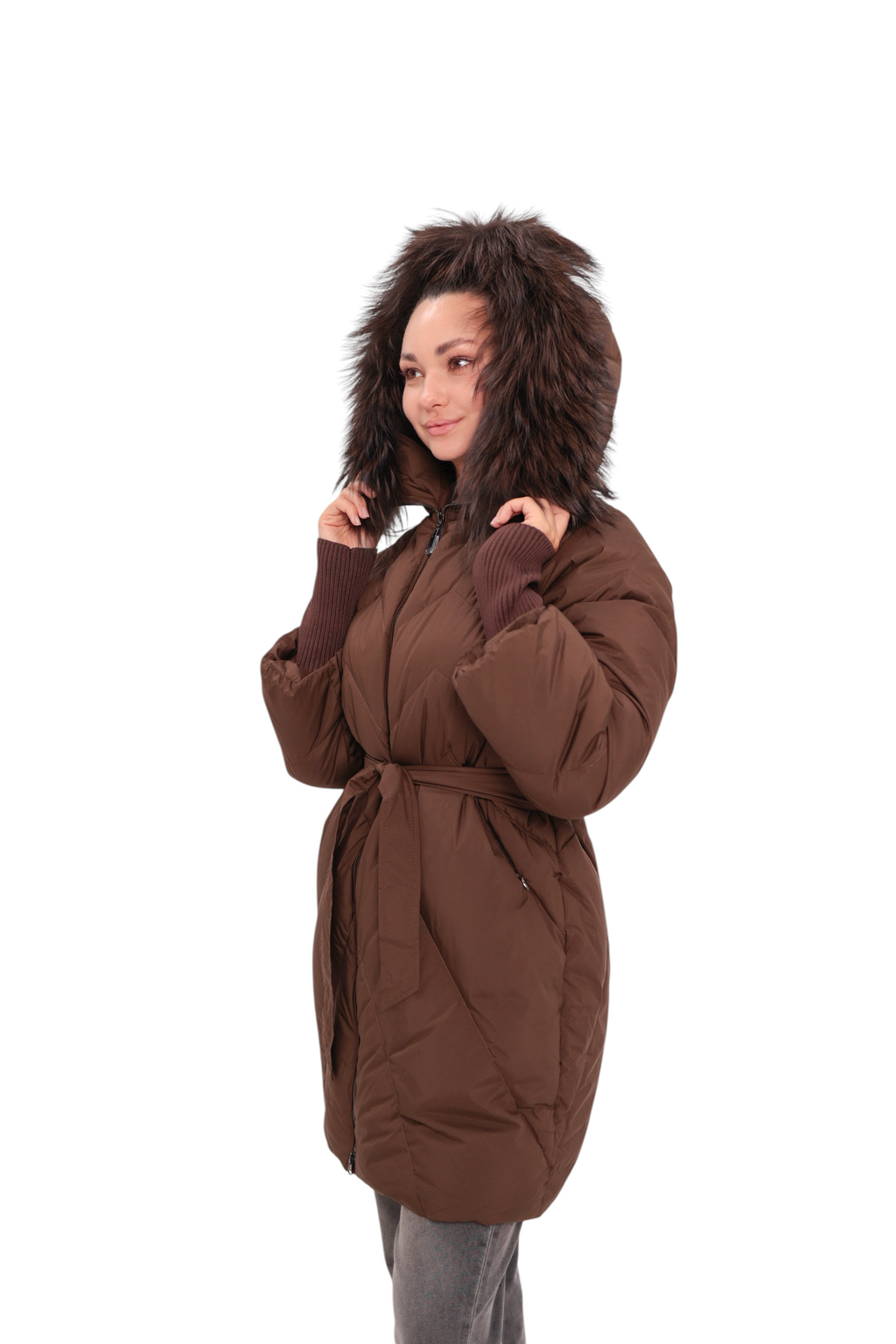 Genuine Fur Trim Down Fill Coat