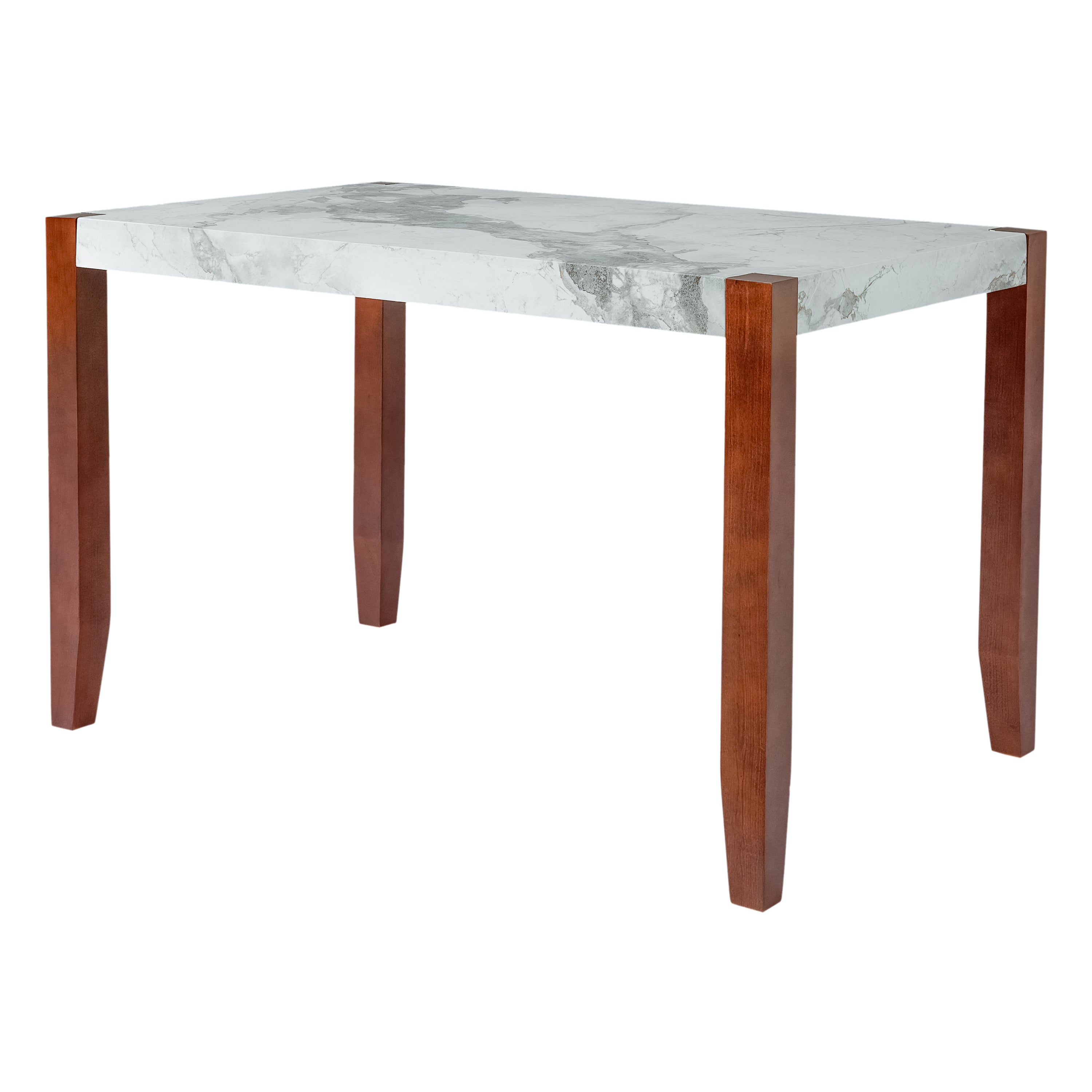 4-Piece Dining Set, 1 Marble-Look Table with 2 Upholstered Chairs and 1 Bench