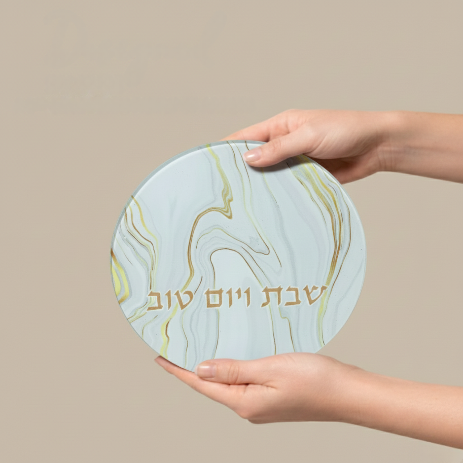 Elegant Glass Trivet with Marble and Gold Accents - Marble Gold Series