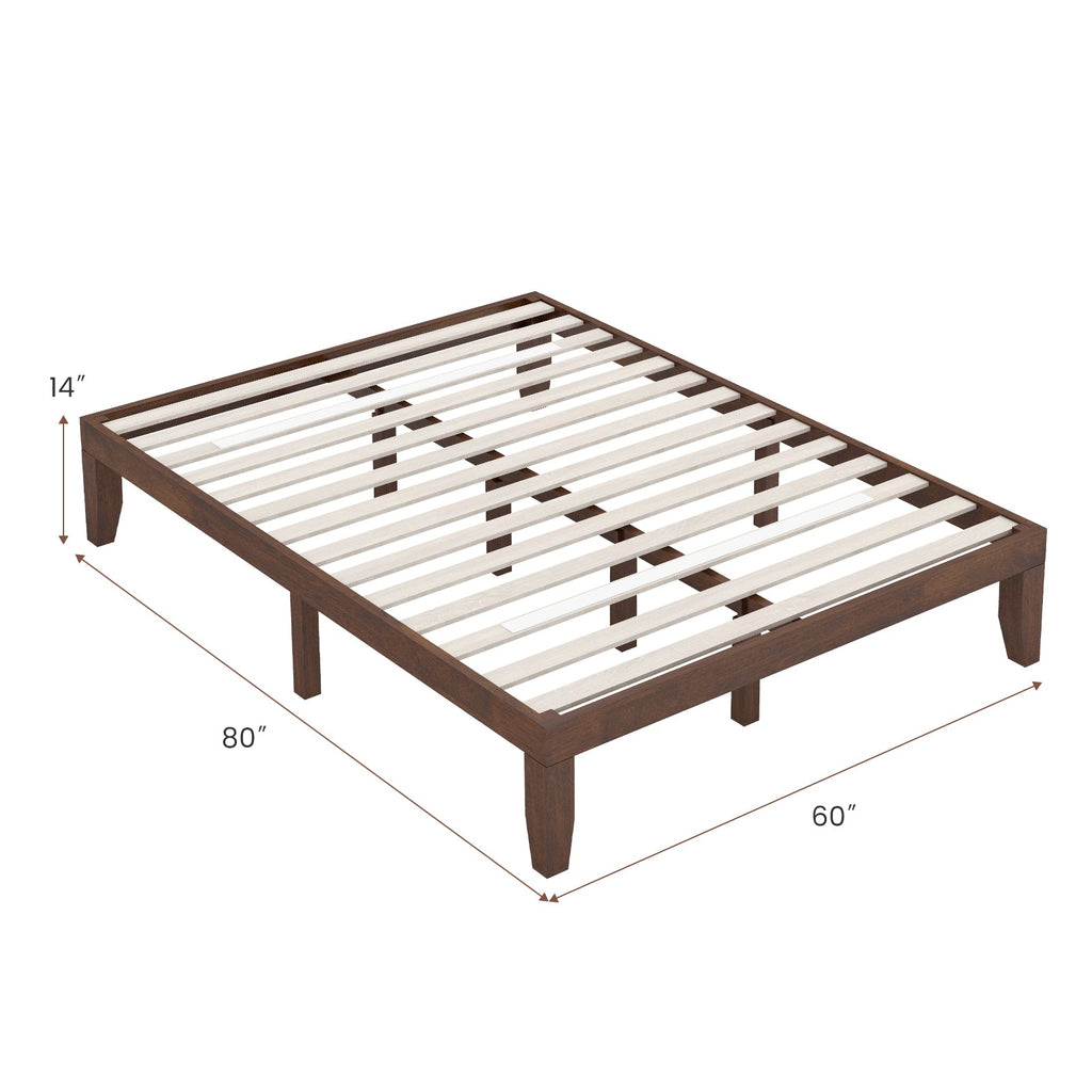 Queen Size 14 Inch Wooden Bed Mattress Frame