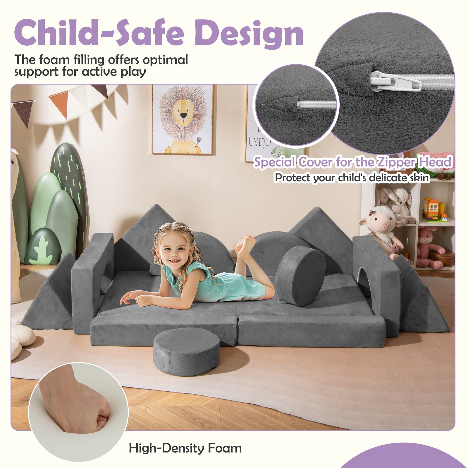 14 PCS Modular Kids Play Couch for Playroom and Bedroom
