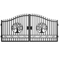 14x8 ft Steel Dual Swing Driveway Gate with Wider Goalposts