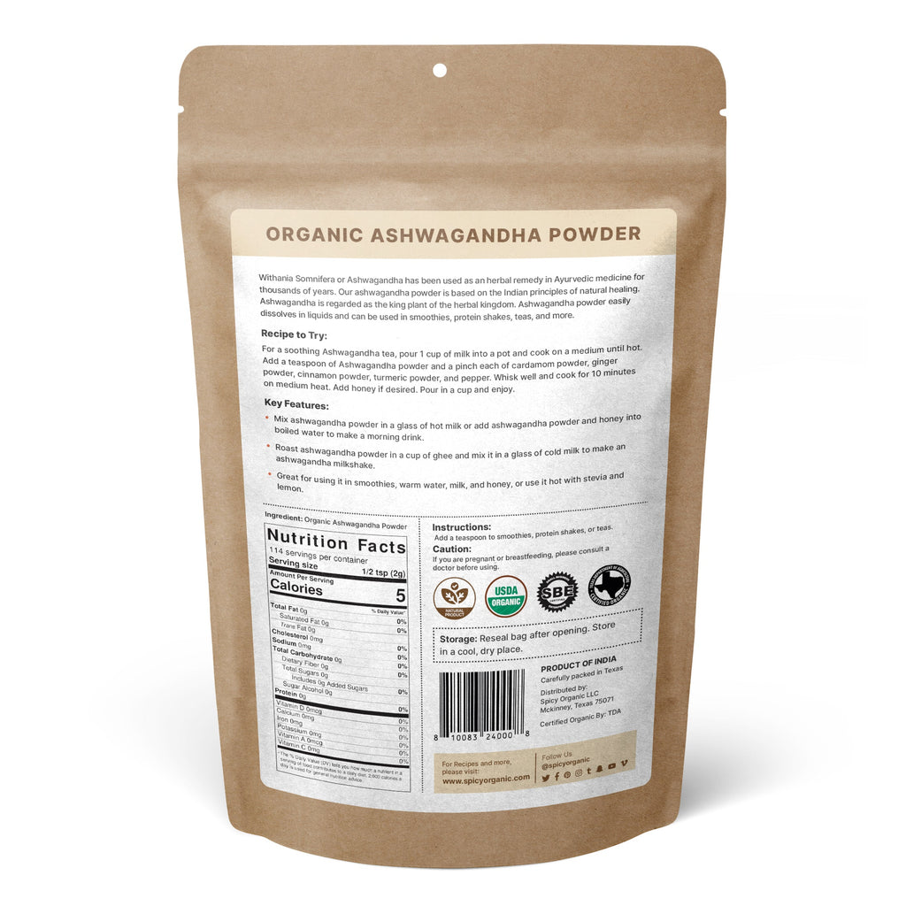 Organic Ashwagandha Root Powder – Withania somnifera from India | USDA Certified Organic