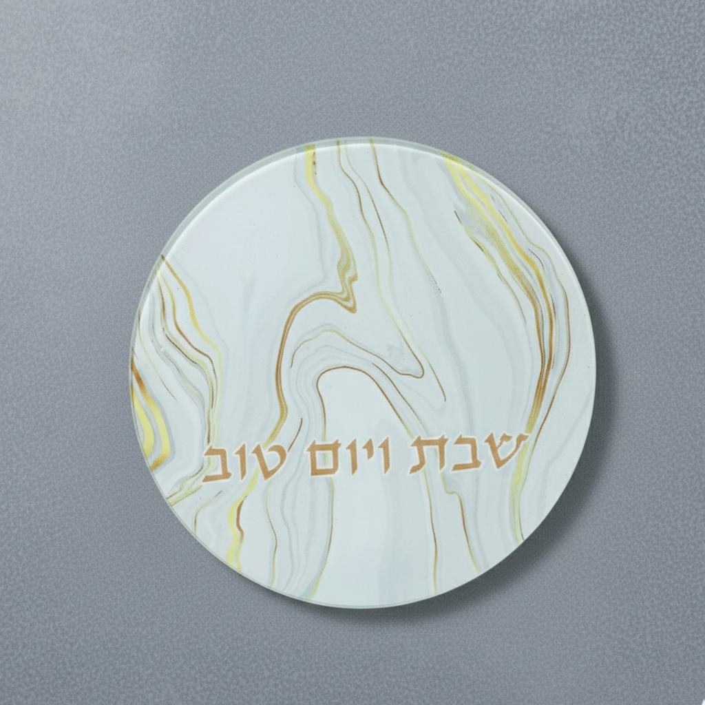 Elegant Glass Trivet with Marble and Gold Accents - Marble Gold Series