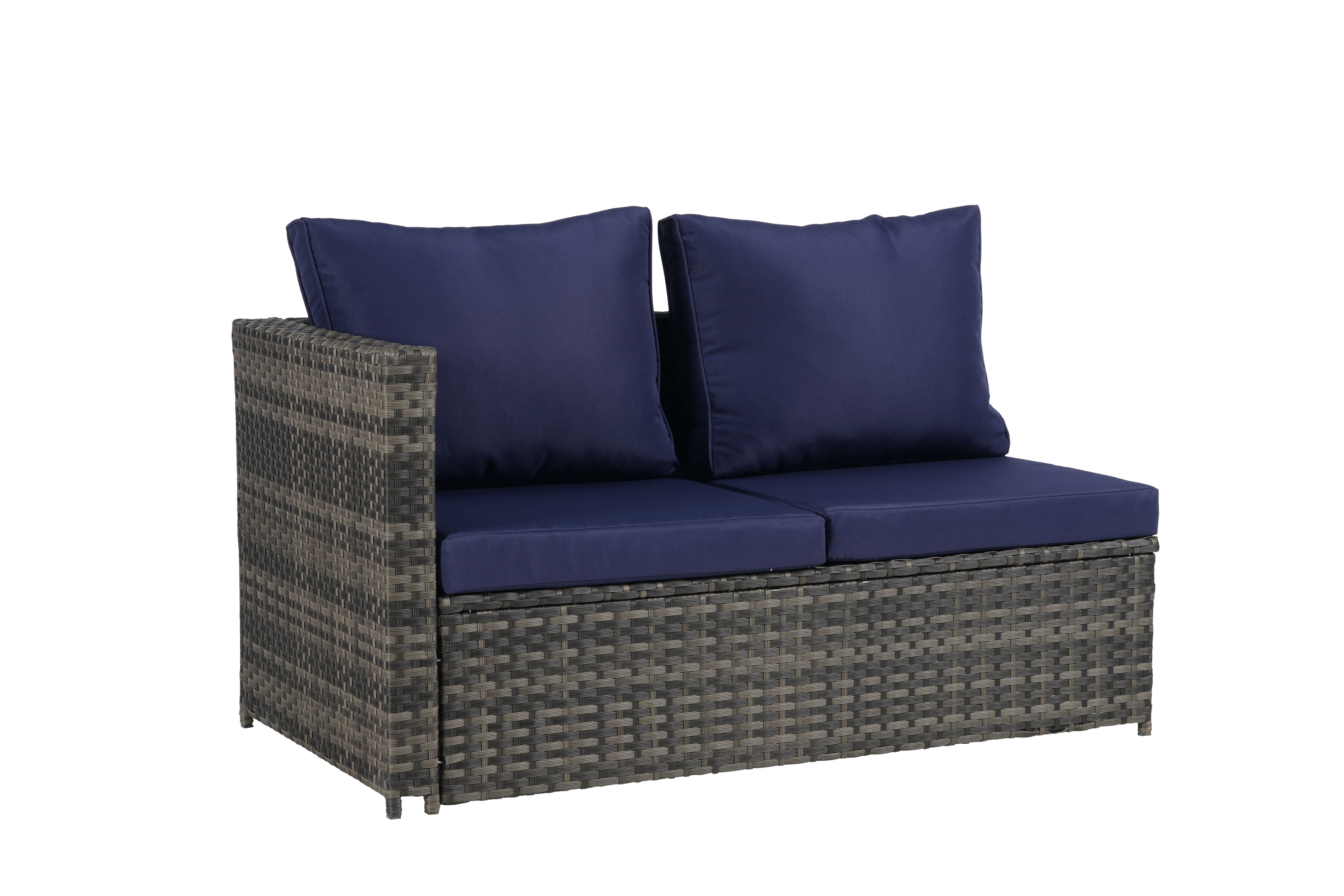 Outdoor Patio Rattan Set 6 Piece Seats 8 Dark Blue