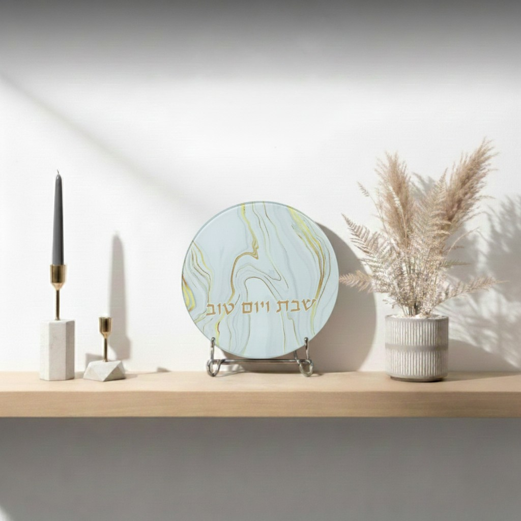 Elegant Glass Trivet with Marble and Gold Accents - Marble Gold Series