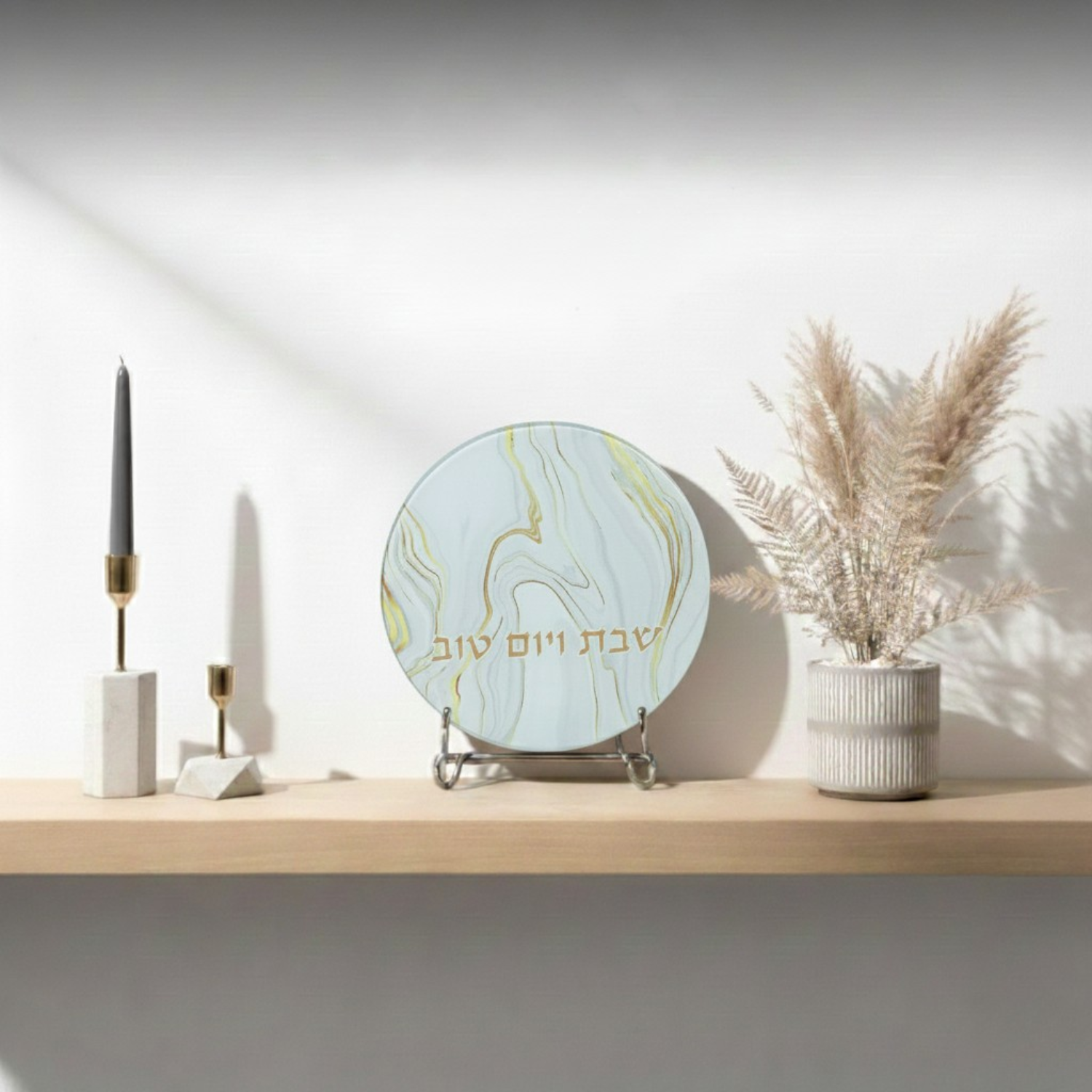 Elegant Glass Trivet with Marble and Gold Accents - Marble Gold Series