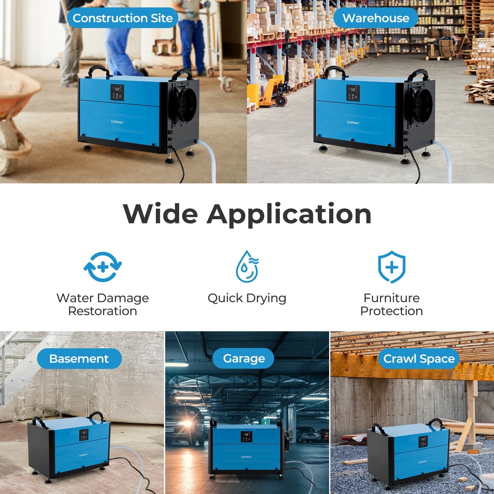 155 Pint Crawl Space Dehumidifier with 3 Modes and 24H Timer