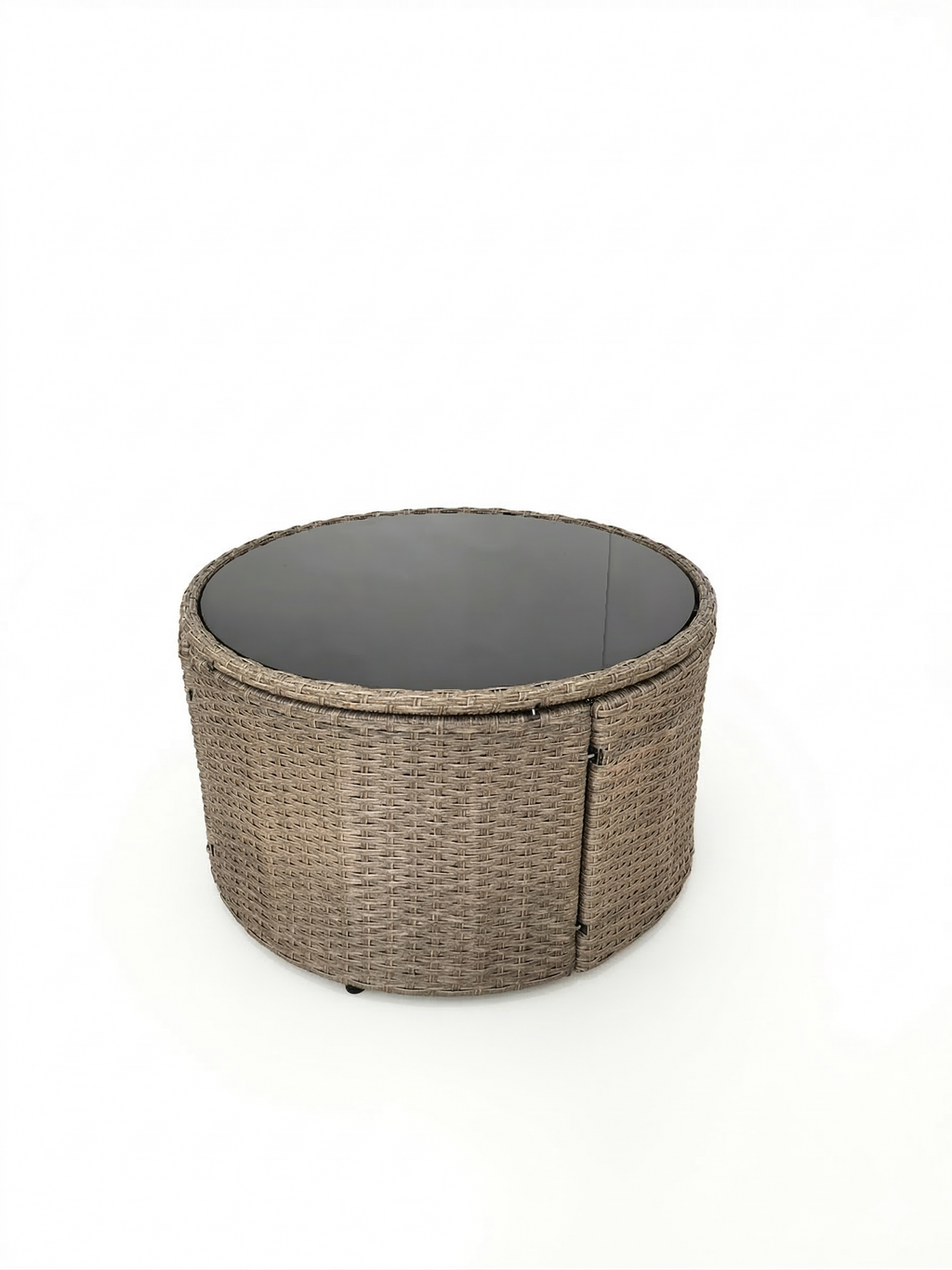 Outdoor Sectional Set PE Rattan Steel Light Gray Half Moon 9 Piece 380 LB