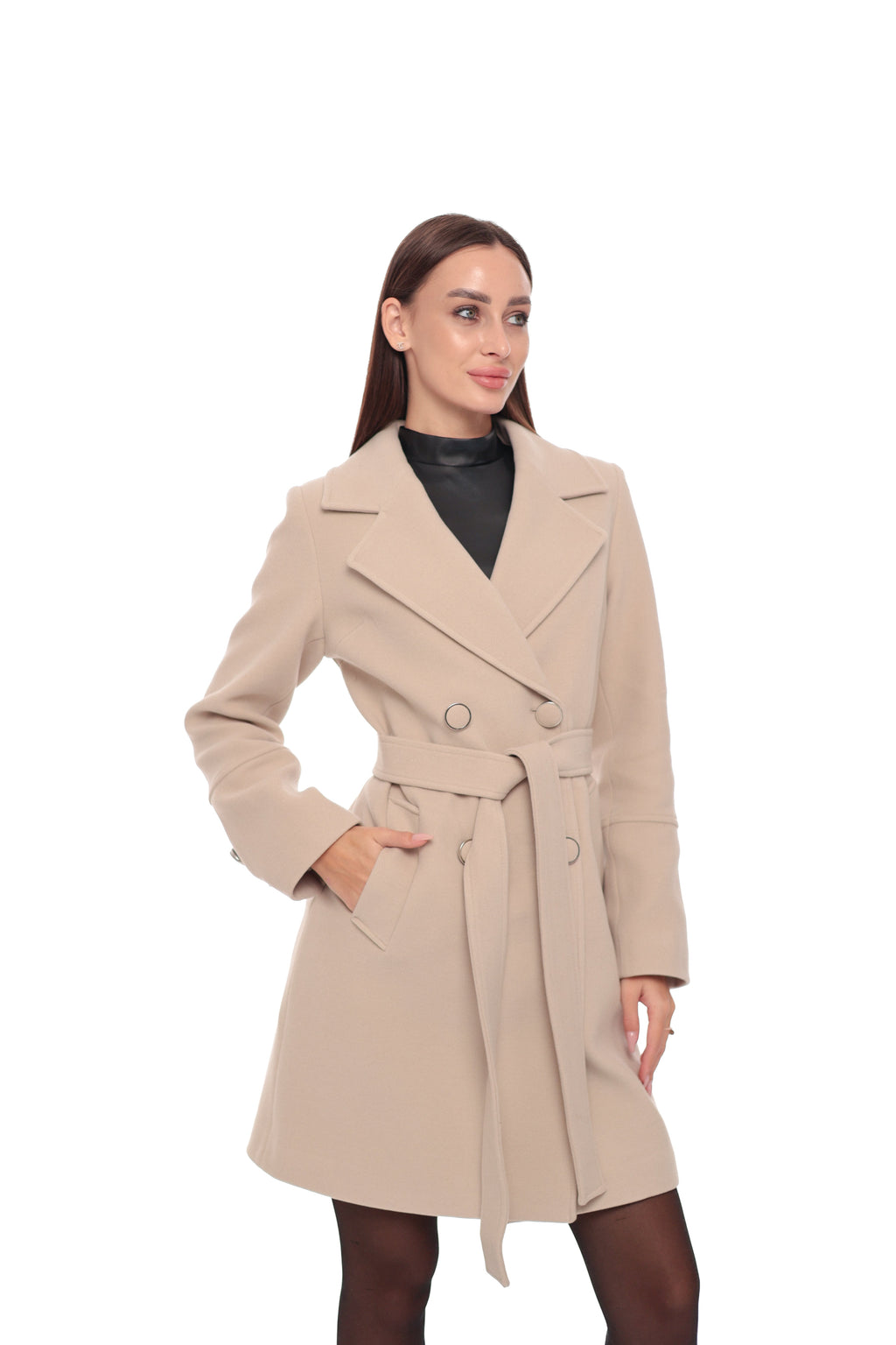 Zuri Cashmere Blend Overcoat in Nude
