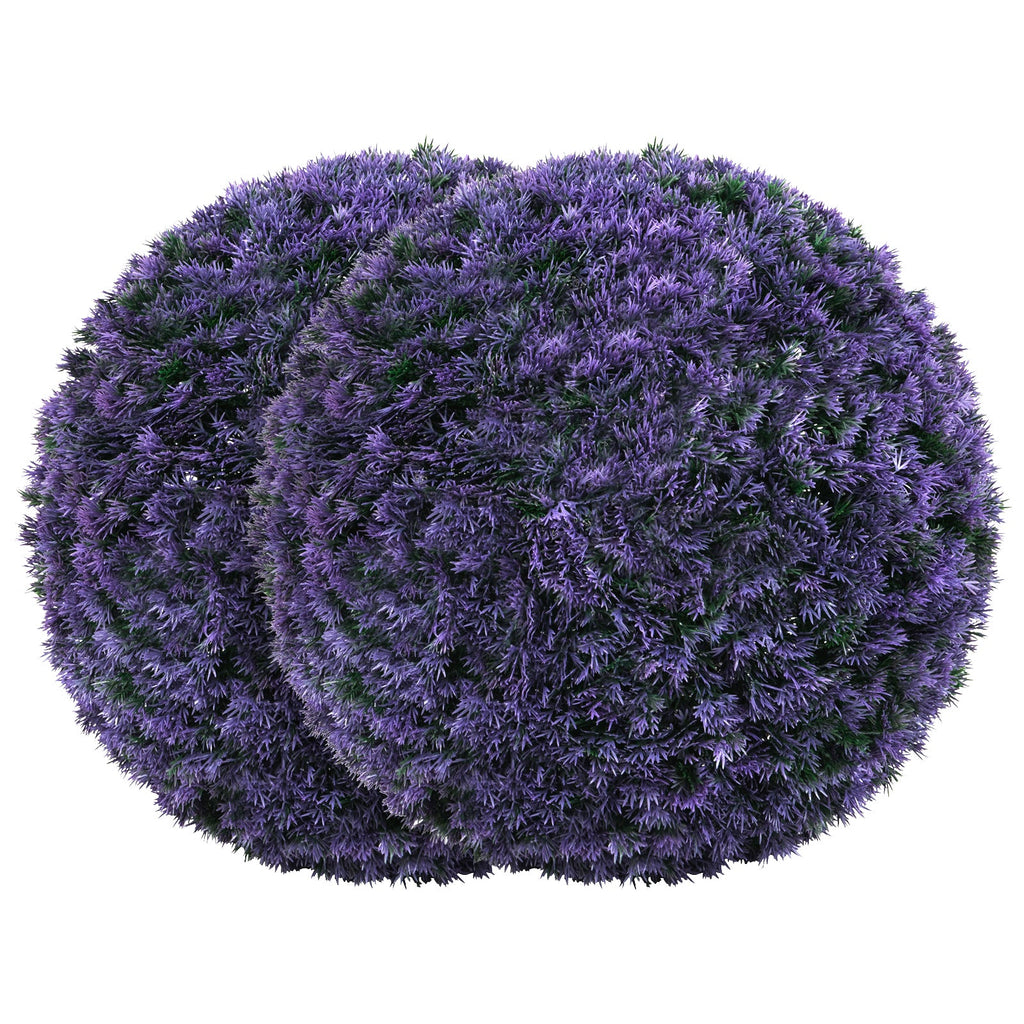 15 Inch Round Artificial Plant Boxwood Topiary Balls Set of 2 for Indoor Outdoor-Purple