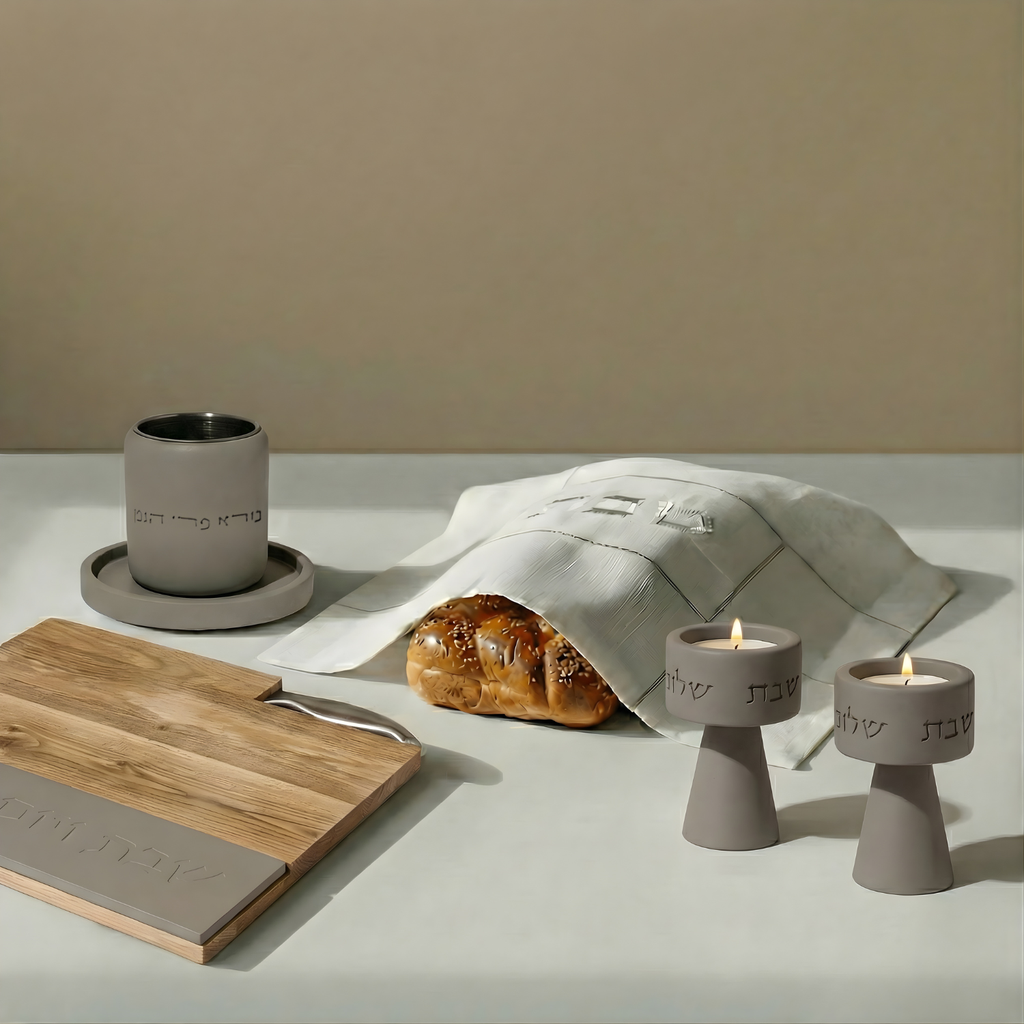 Luxury Concrete Kiddush Cup with Matching Base – Noble Model