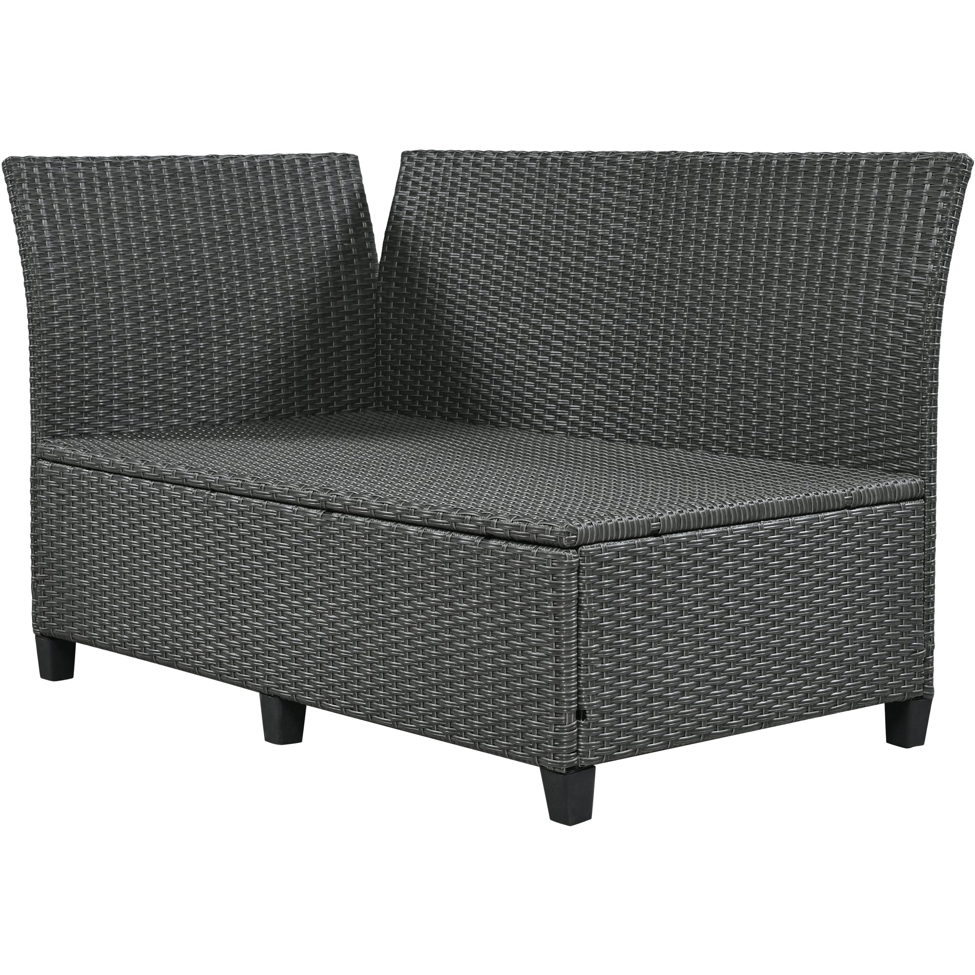 Outdoor Sectional Set PE Wicker Steel Gray 5 Piece L-Shape Seats 7