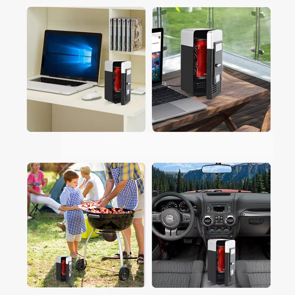 Mini USB Fridge Portable Cooler Beverage Drink Cans Cooler / Warmer Refrigerator for Car Laptop PC Computer Black Red Color 2025