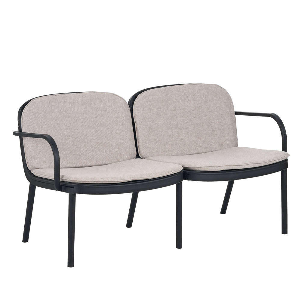 Outdoor Chat Set Polypropylene Black Beige Cushion 3 Piece Loveseat