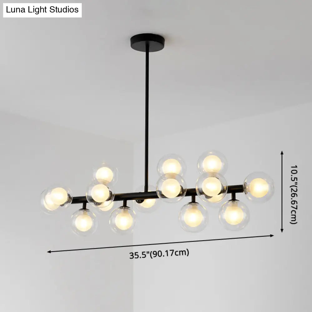DecorBites™ 16-Light Modern Black Island Pendant - Spherical Glass Ceiling Light for Dining Table