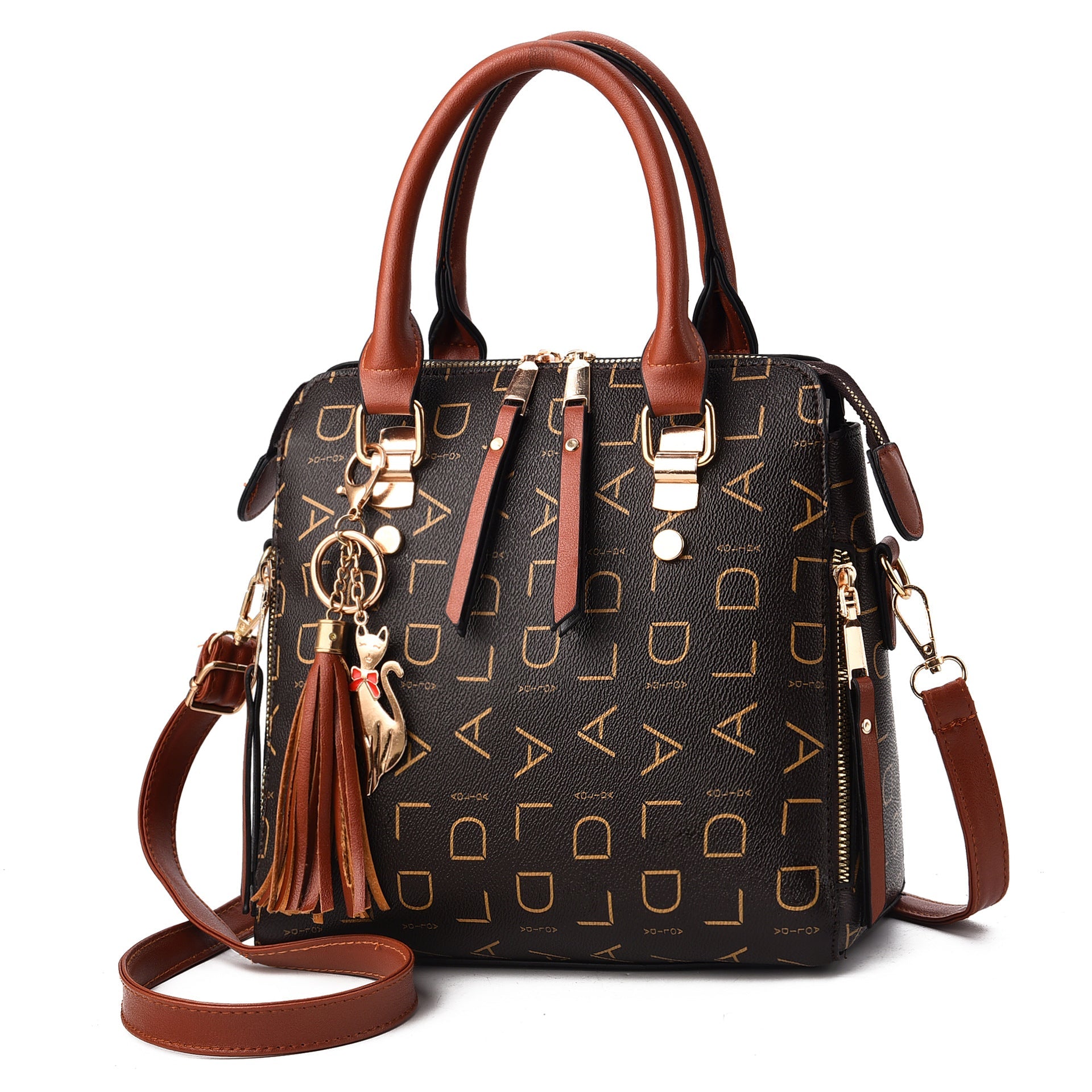 Women's Red Straps Leisure CROSS Shoulder Bag Large Capacity PU Leather Handbag