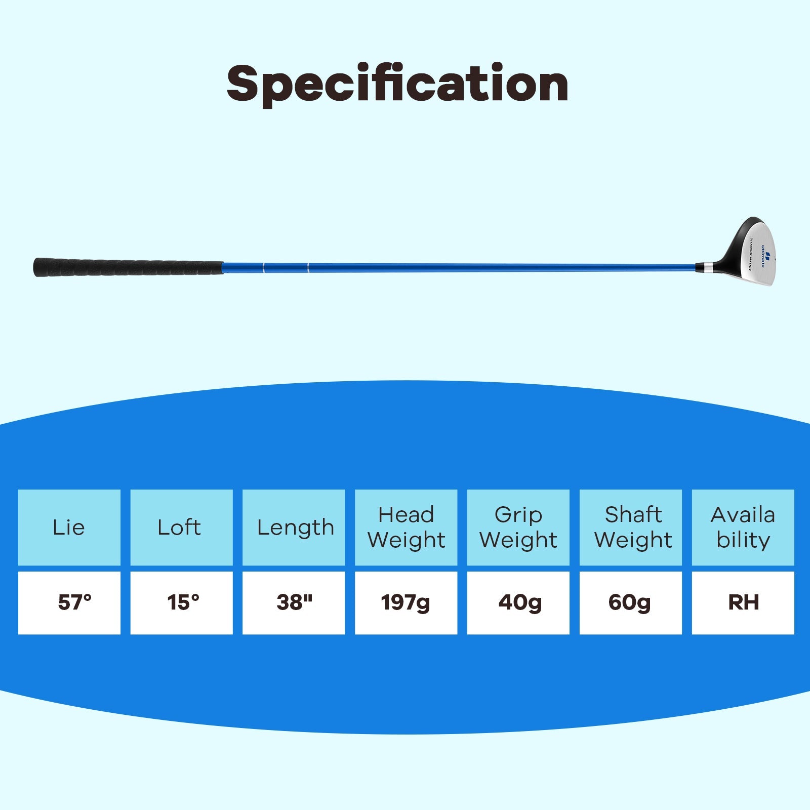 38 Inch 165CC Junior #3 Fairway Wood Golf Club with Fiberglass Shaft for Kids Ages 11-14