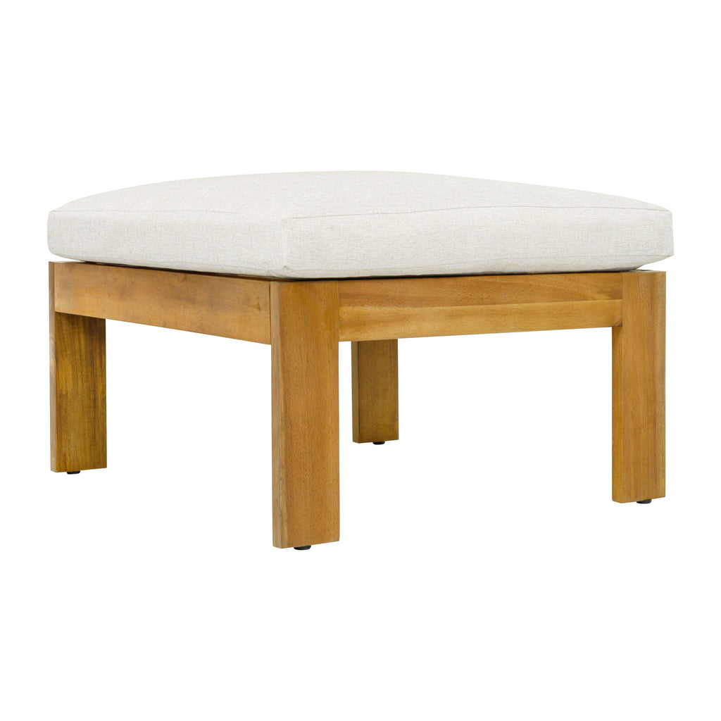 Outdoor Patio Set Acacia Wood Teak Beige Gray 3 Piece Sofa Ottoman
