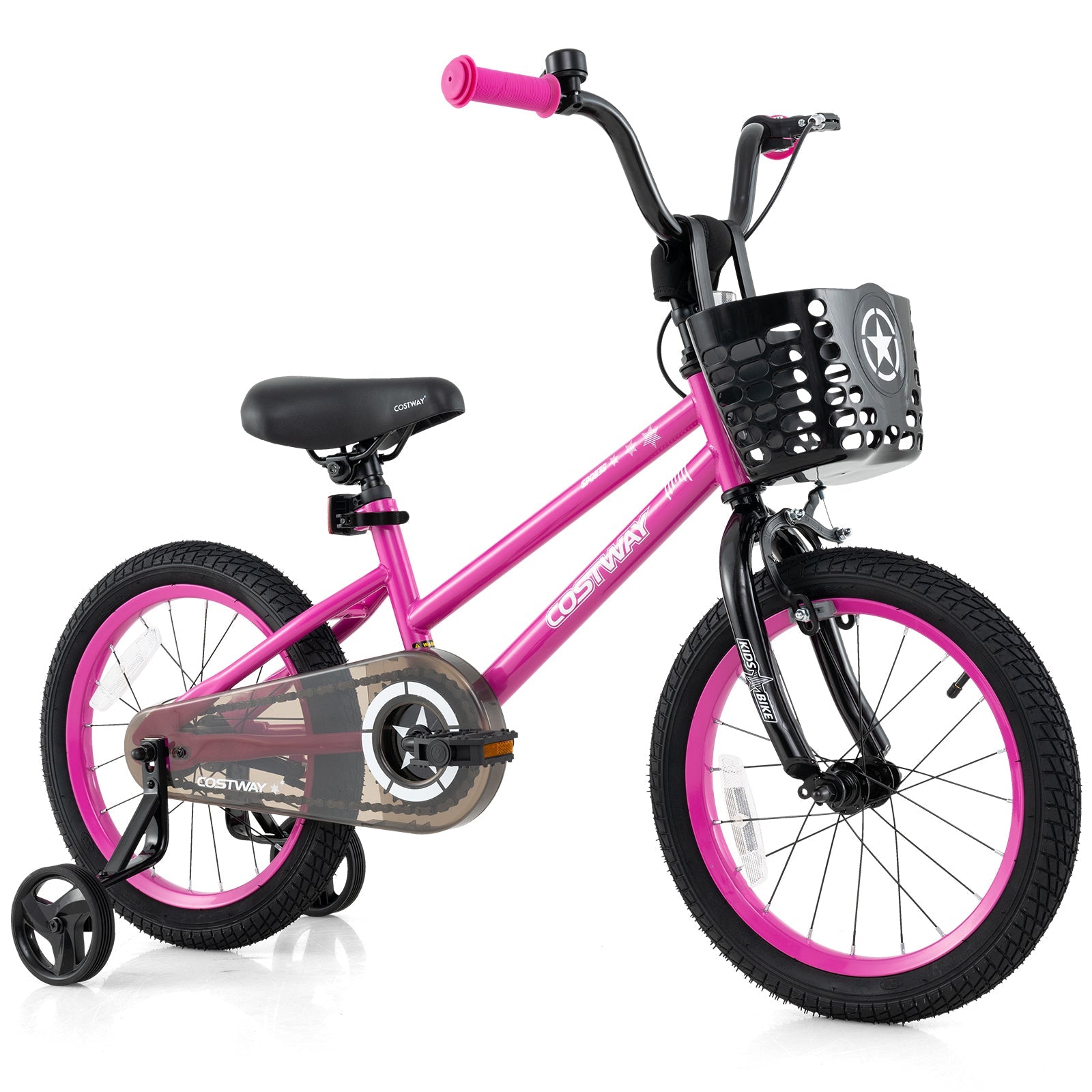 14 Inch Kids Bike Adjustable Bicycle with Front Basket for Children Aged 4-5 Years Old