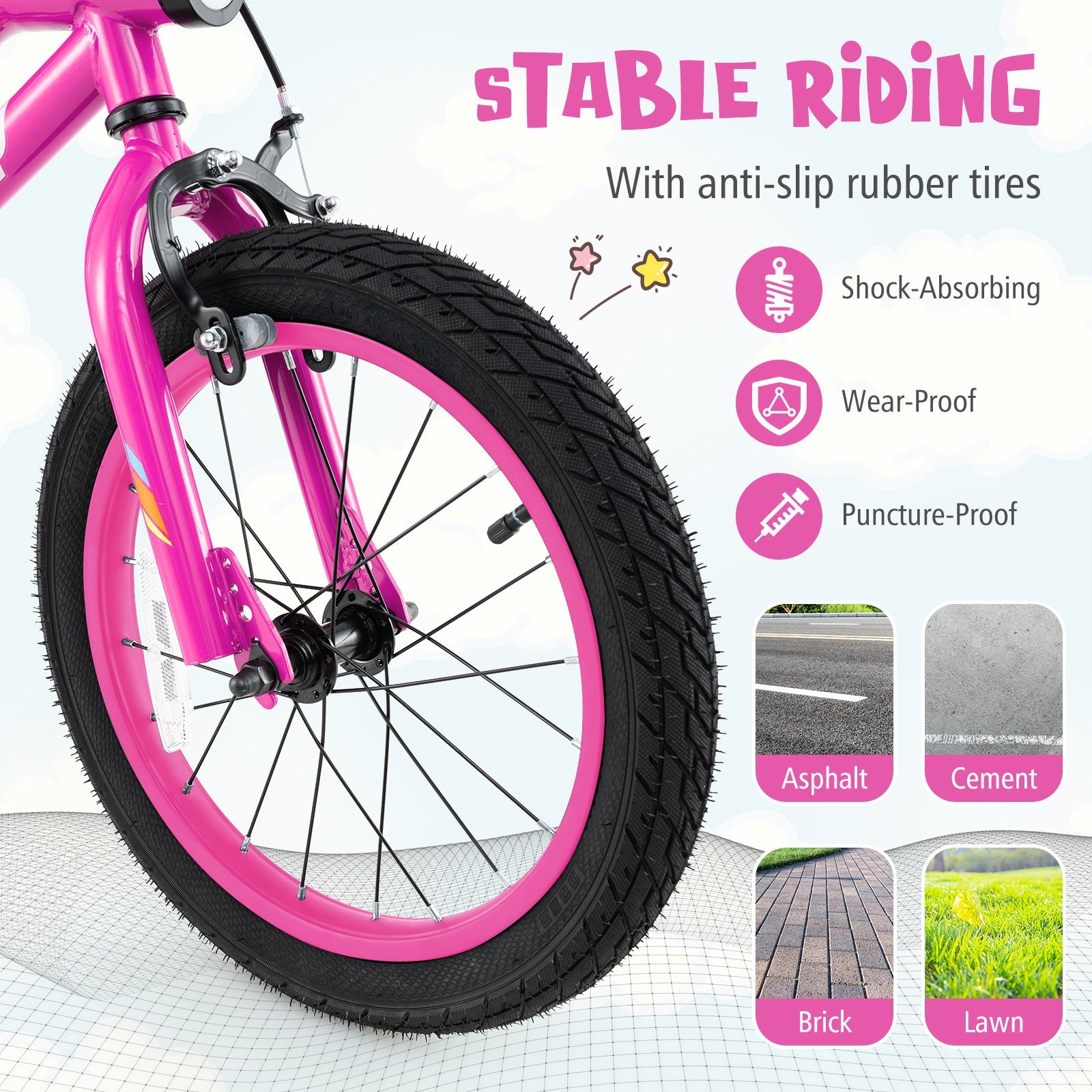 18 Inch LED Lighted Kids Bike with Training Wheels and Headlight for Ages 4-8 Years-18 inches
