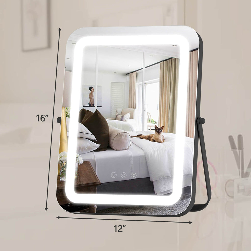 16 x 12 Inch Rectangular Vanity Makeup Mirror with 3 Color Dimmable Lighting