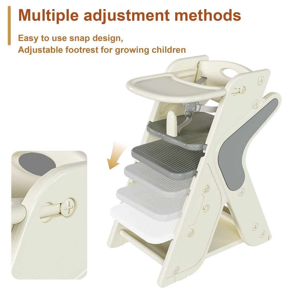 Multifunctional Growing Up Dining Chair With Adjustable Height And 5 Point Seat Belts