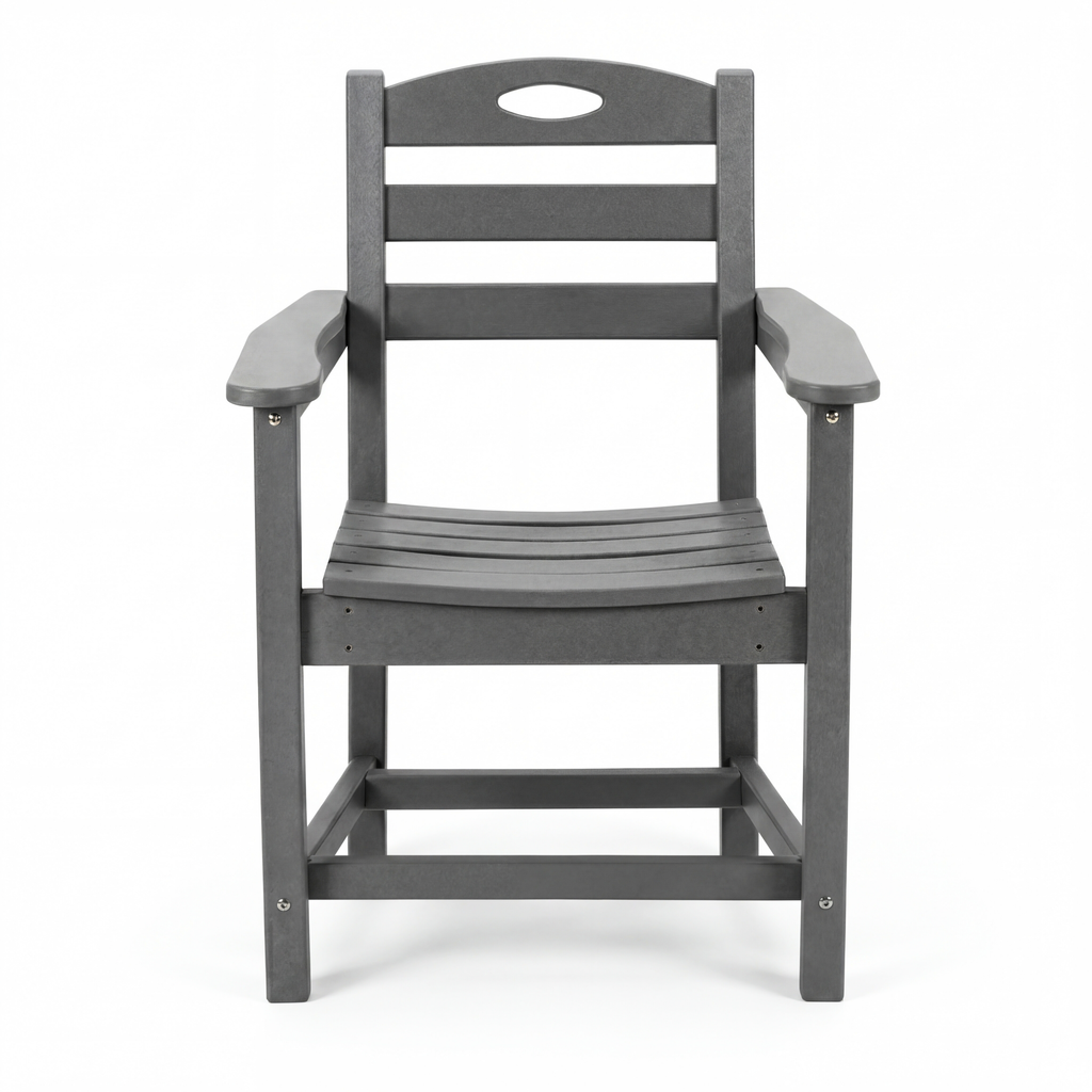 Outdoor Patio Set HDPE Gray 3 Piece Square Table 2 Armchairs Seats 2