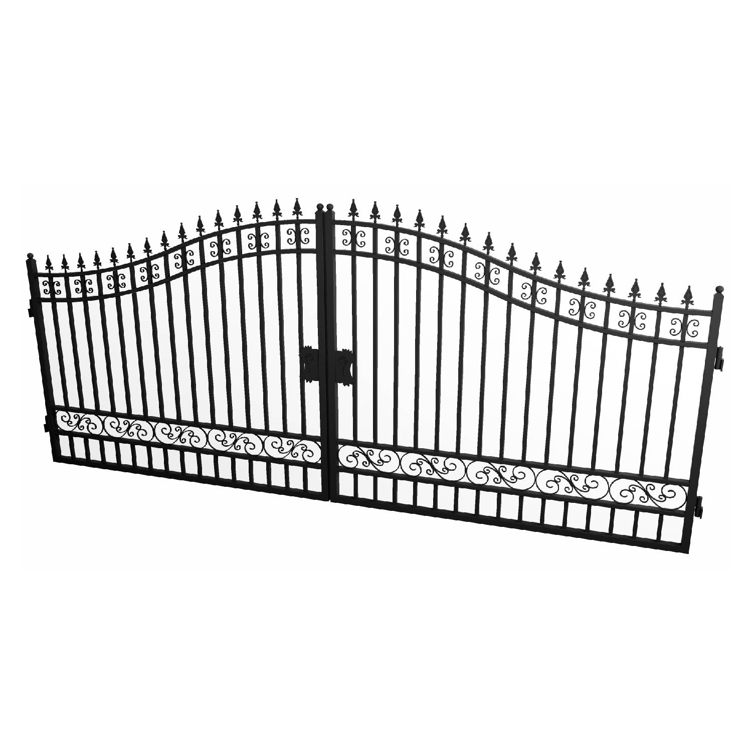 16x8 ft Steel Dual Swing Driveway Gate