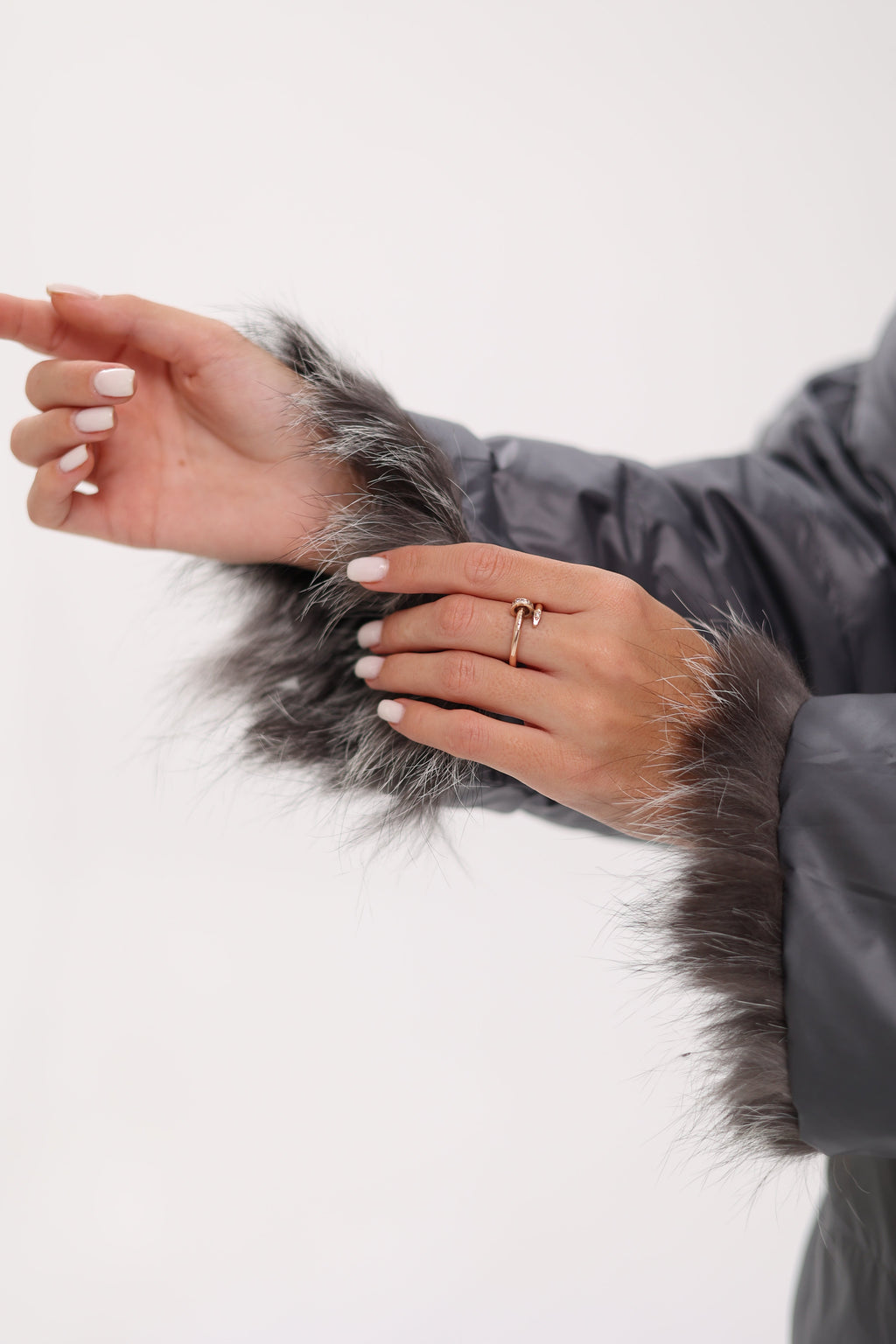 Reversible Genuine Silver Fox  Down Fill Coat