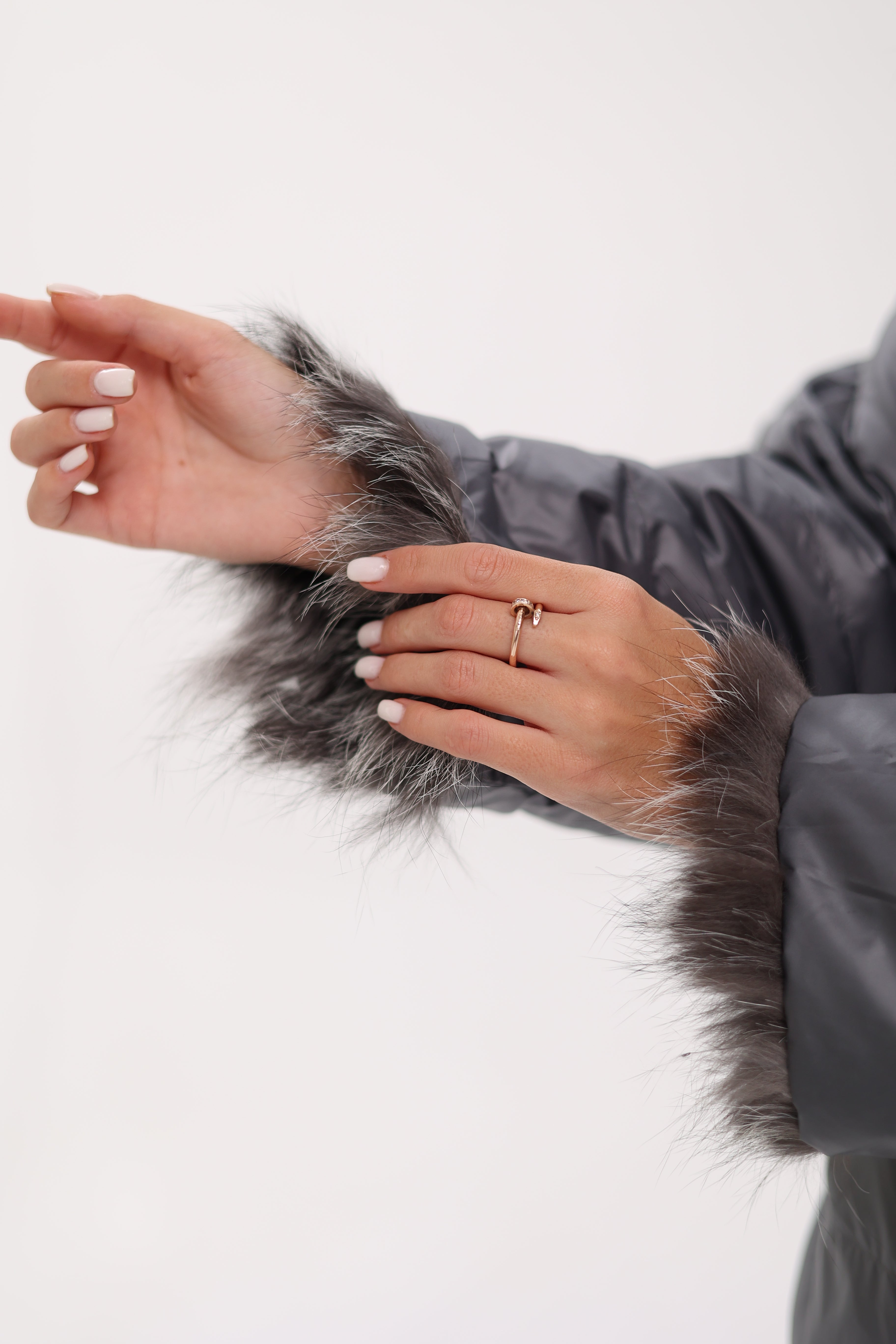 Reversible Genuine Silver Fox  Down Fill Coat