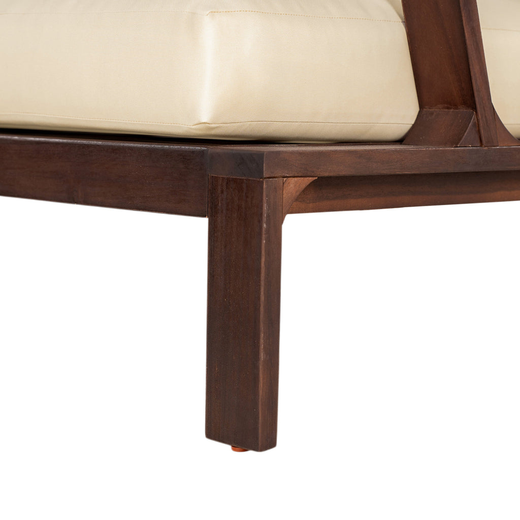 Outdoor Accent Chair Acacia Wood Dark Brown Beige Cushion 27.6in