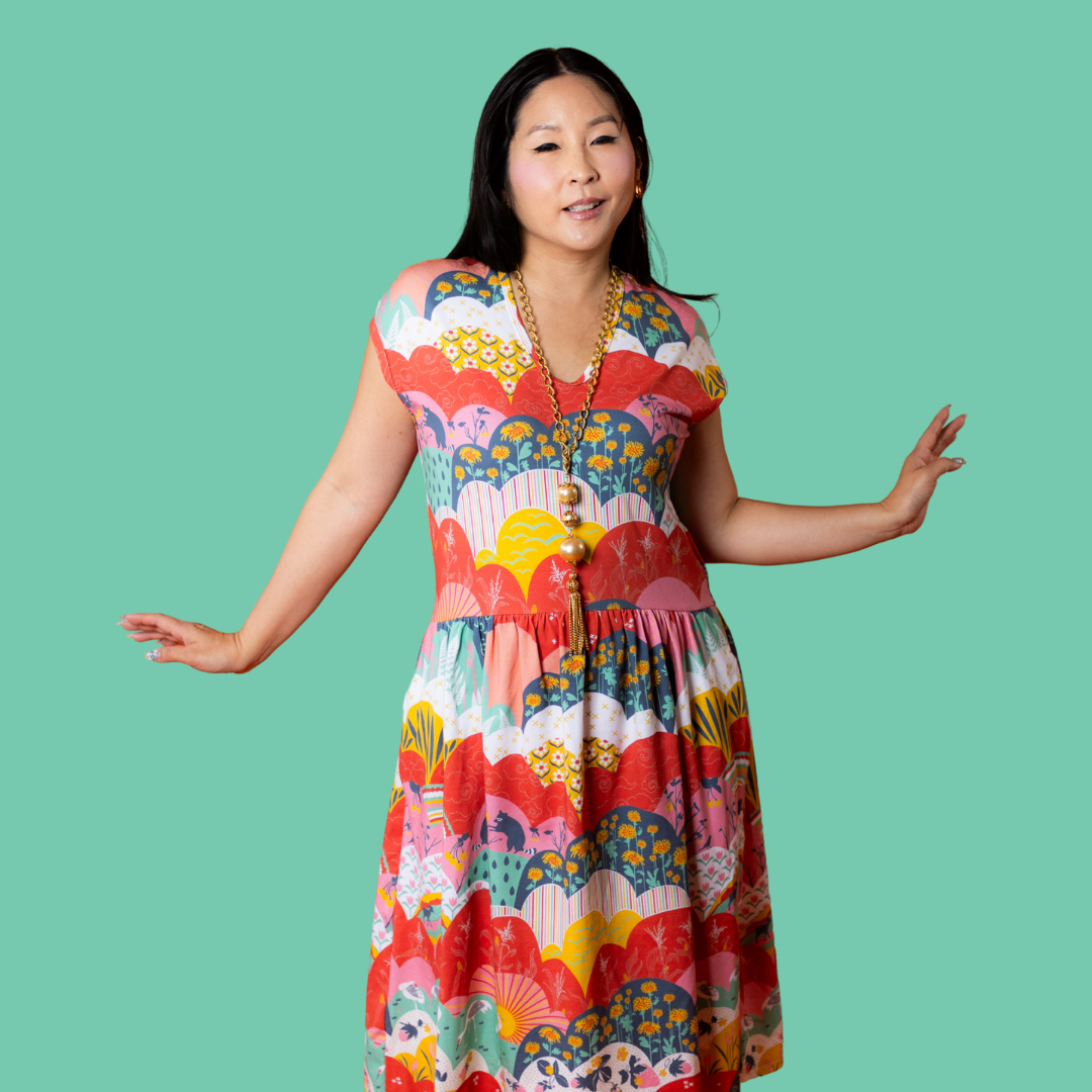 Knit Midi Dress in Mint & Strawberry Meadow