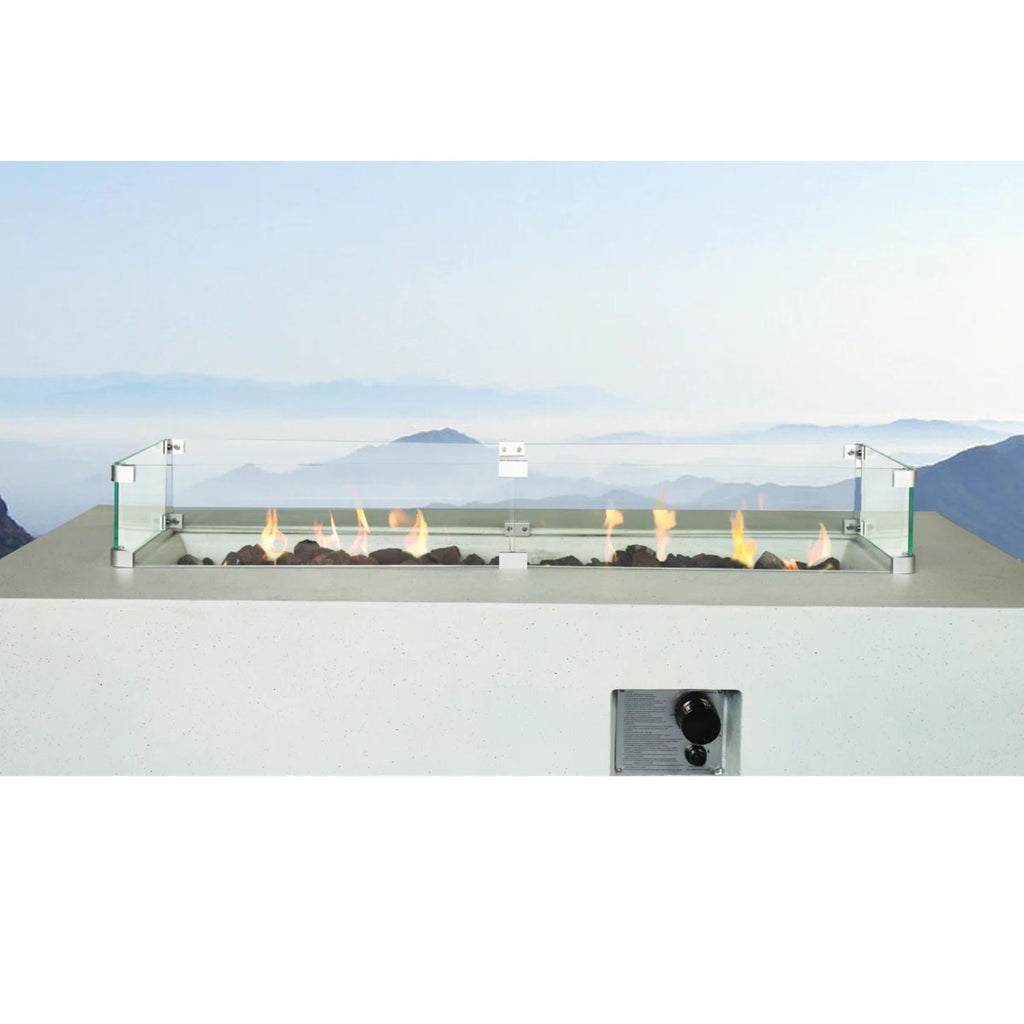 Rectangular Propane Fire Pit Table With Fiber Reinforcement And Adjustable Flame Control - Gray