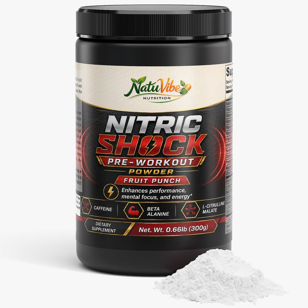 Nitric Shock Pre-Workout Powder – Energy, Strength, Focus & Muscle Pump Formula | 300g (Fruit Punch)