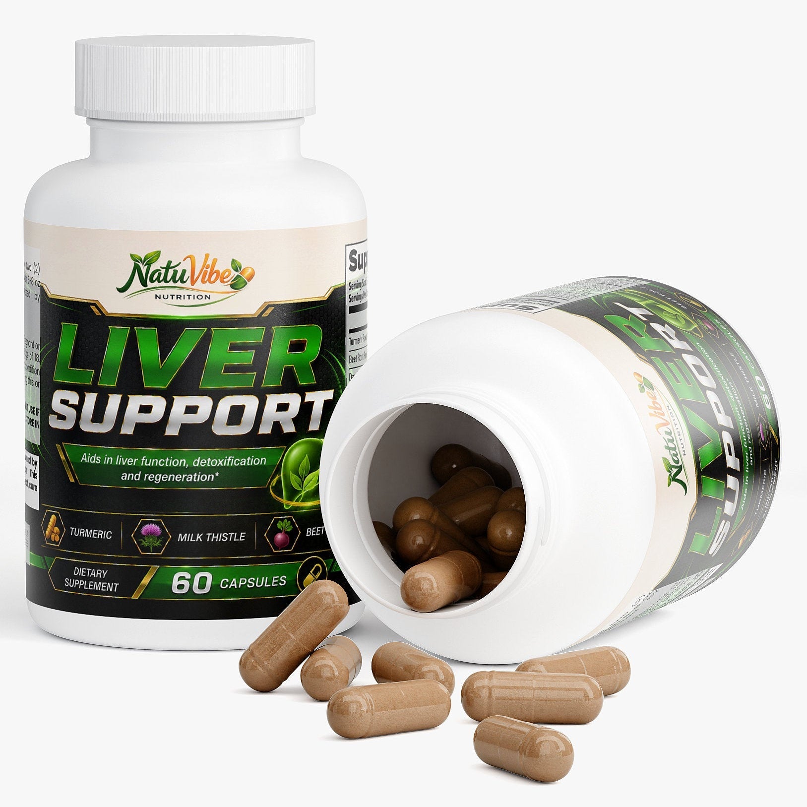 Liver Support and Detox 60 Capsules with Turmeric, Beet Root, Artichoke and Milk Thistle
