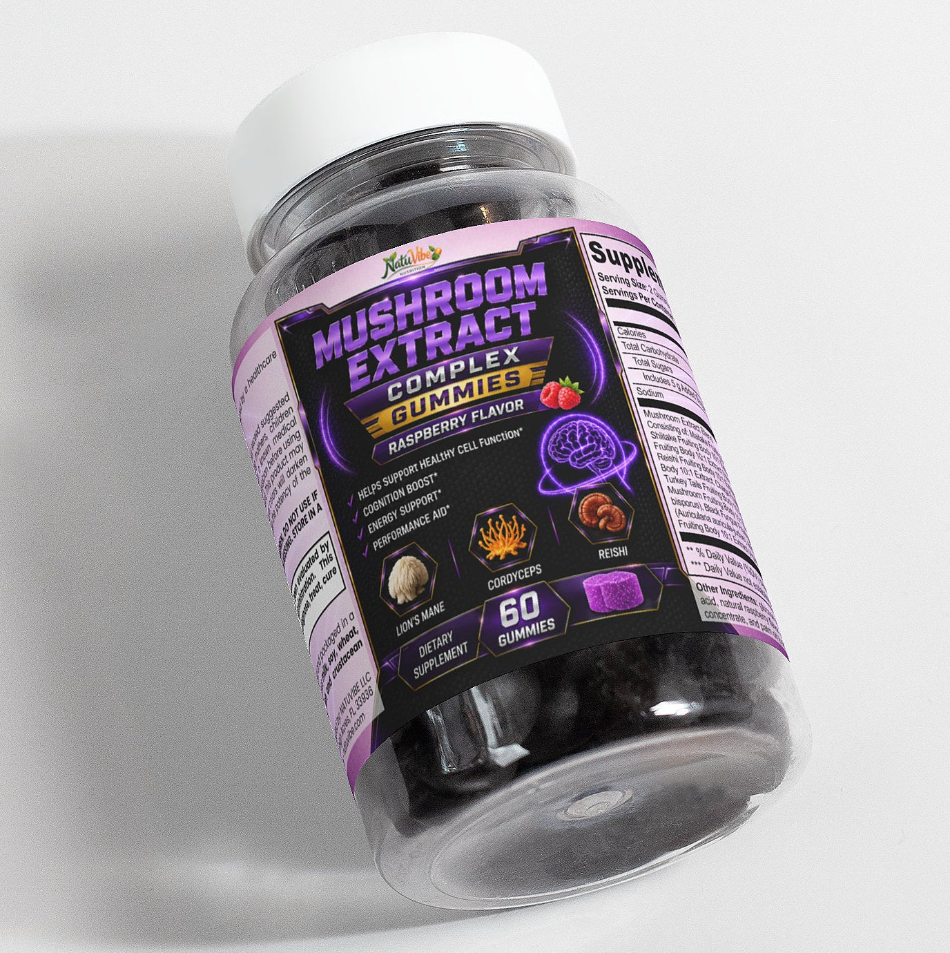 Mushroom 10X Gummies™ – Lion’s Mane, Reishi & Cordyceps | Cognition, Energy & Performance Support | 60 Gummies