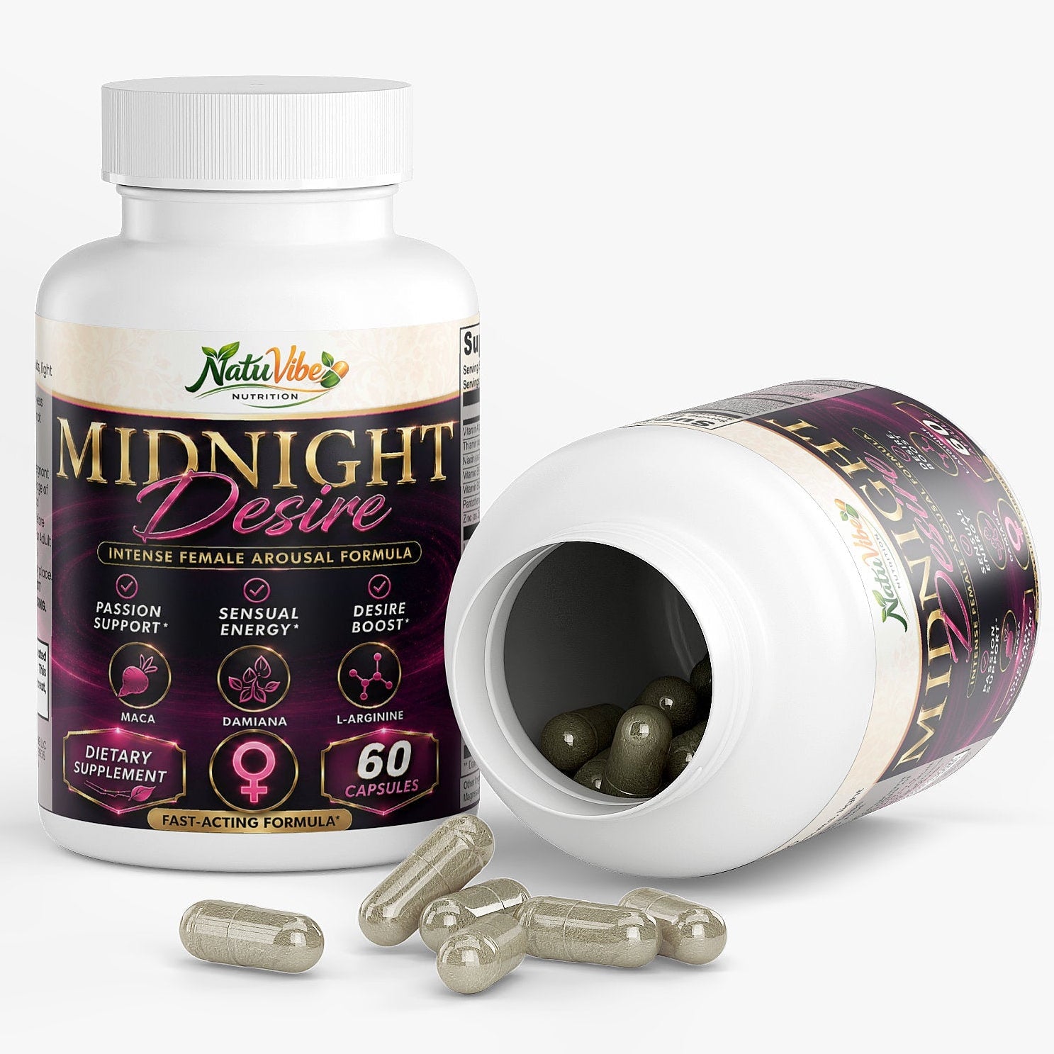 Midnight Desire Female Libido Supplement with Maca & L-Arginine, 60 Capsules