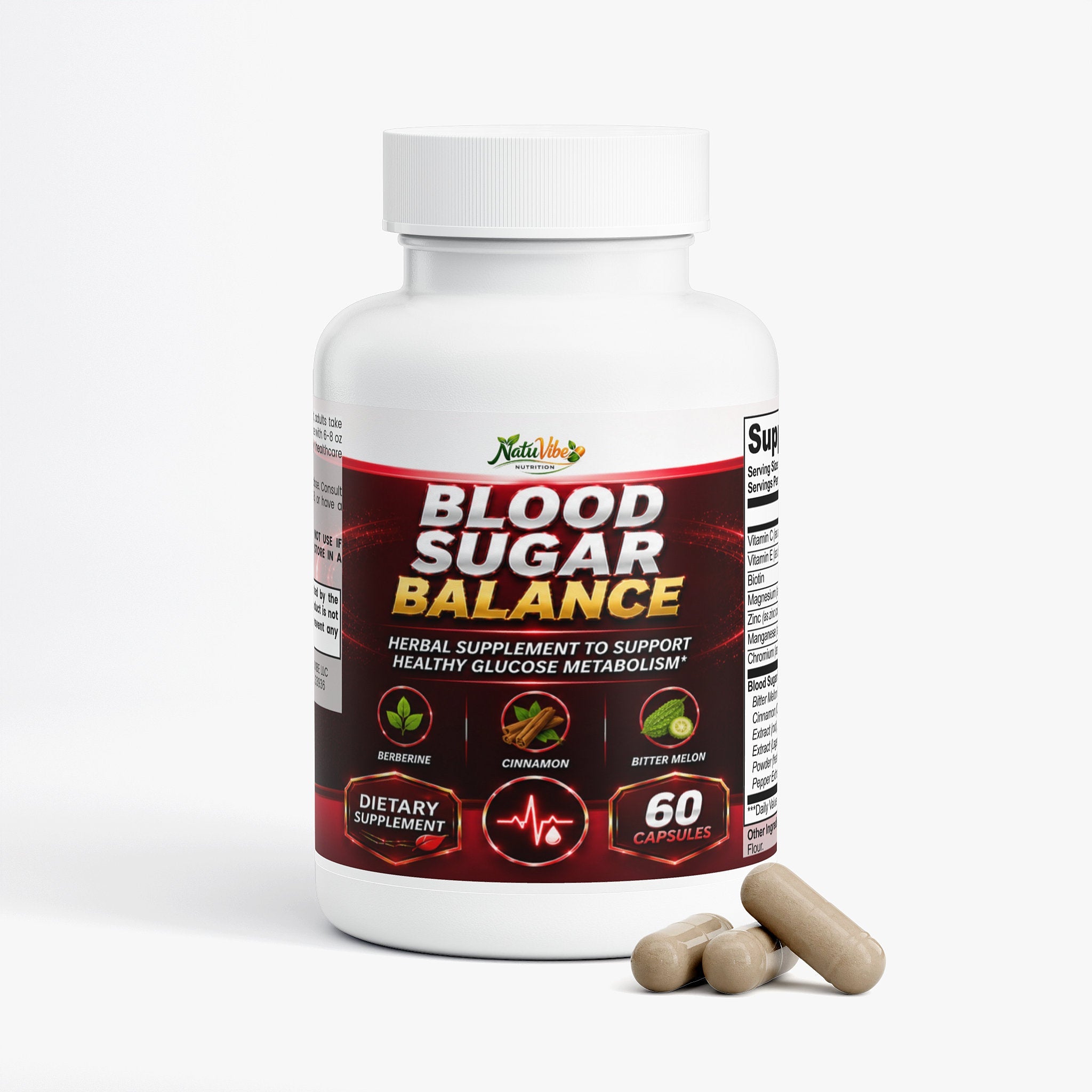 Blood Sugar Advanced Balance Glucose Support Supplement, 60 Vegetarian Capsules