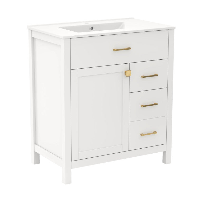 3-Piece Laundry room Bundle: Single Bathroom Vanity + Tall Bathroom Floor Cabinet + 2.6 Cu.ft Compact Portable Clothes Dryer