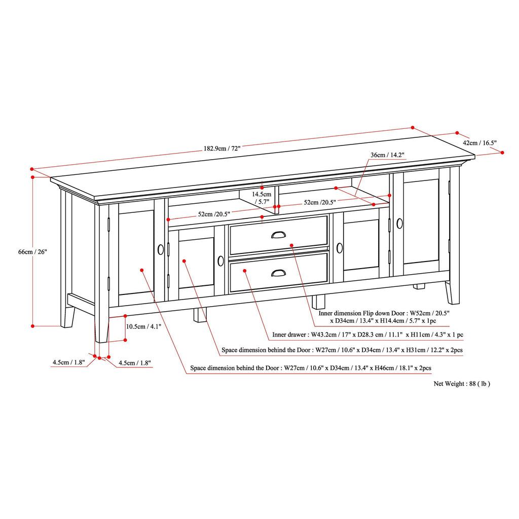 Redmond - TV Media Stand - Rustic Natural Aged Brown