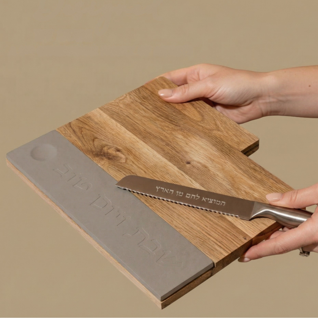 Butcher for Shabbat designed from natural concrete and a knife – Board & Blade series