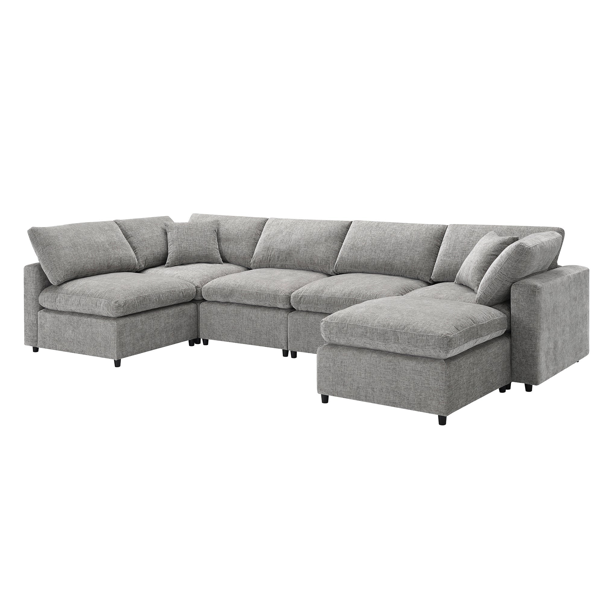 6-Seat U-Shape Modular Sofa with Ottoman, 130