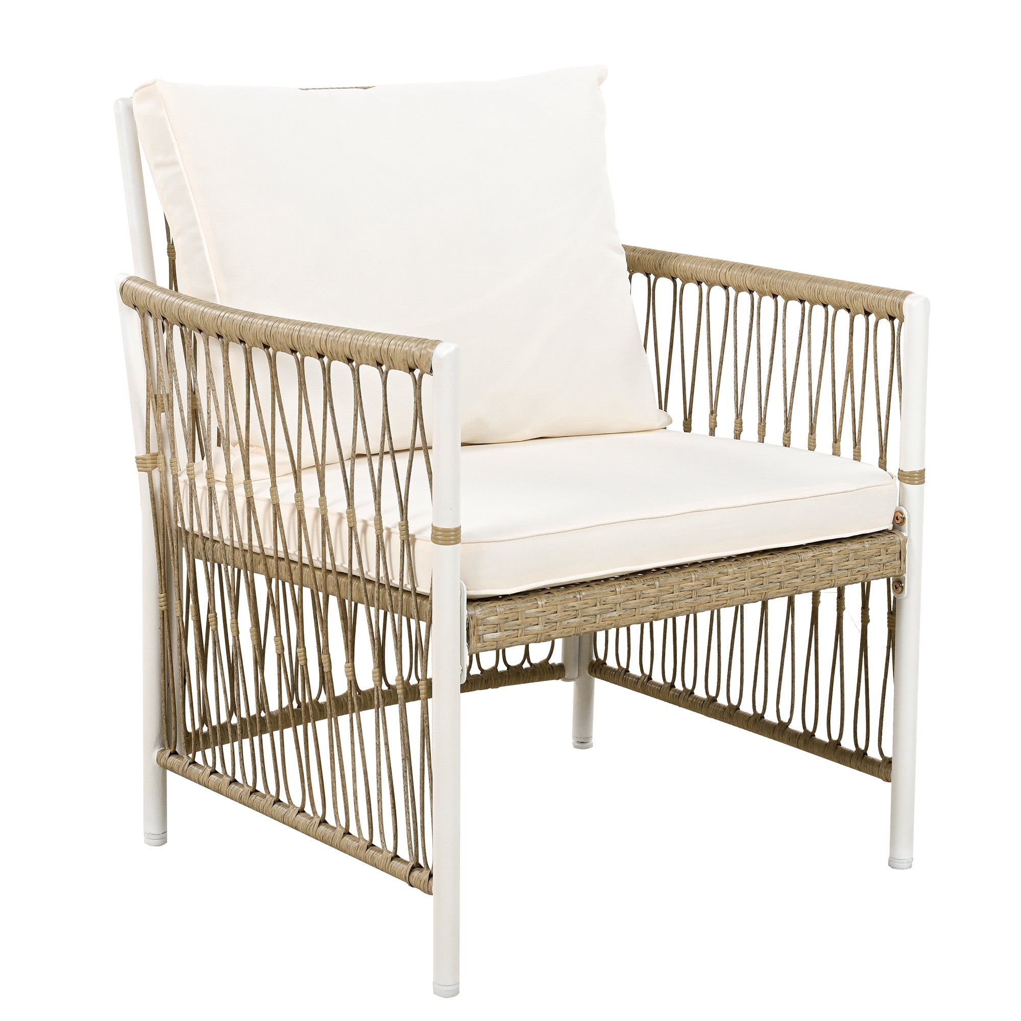 Outdoor Dining Set Acacia Wood PE Wicker Armchair 7 Piece Seats 6