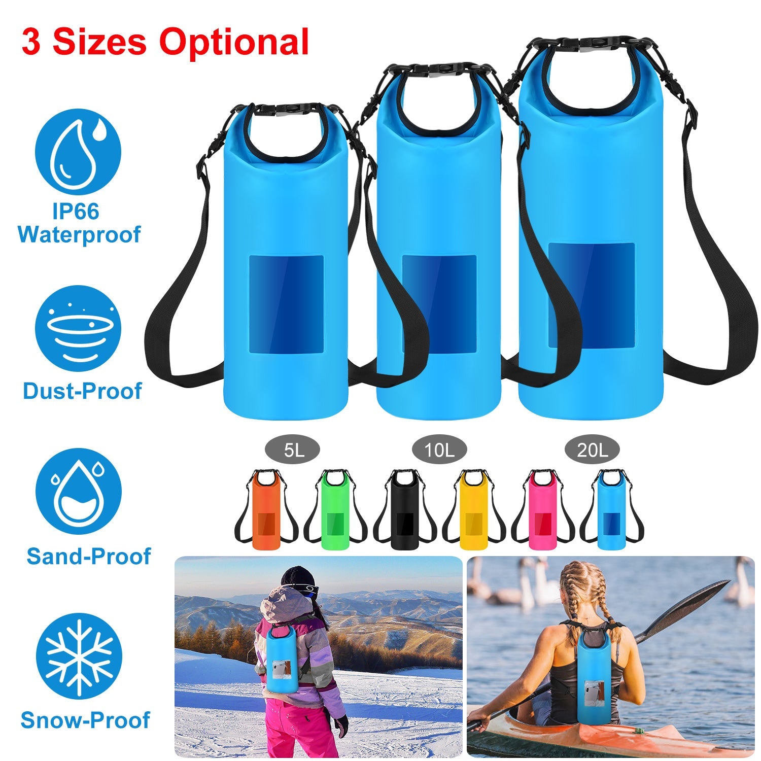 Floating Waterproof Dry Bag Floating Dry Sacks with Observable Window 10L Roll Top Lightweight Dry Storage Bag for Kayaking Rafting Boating Swimming C