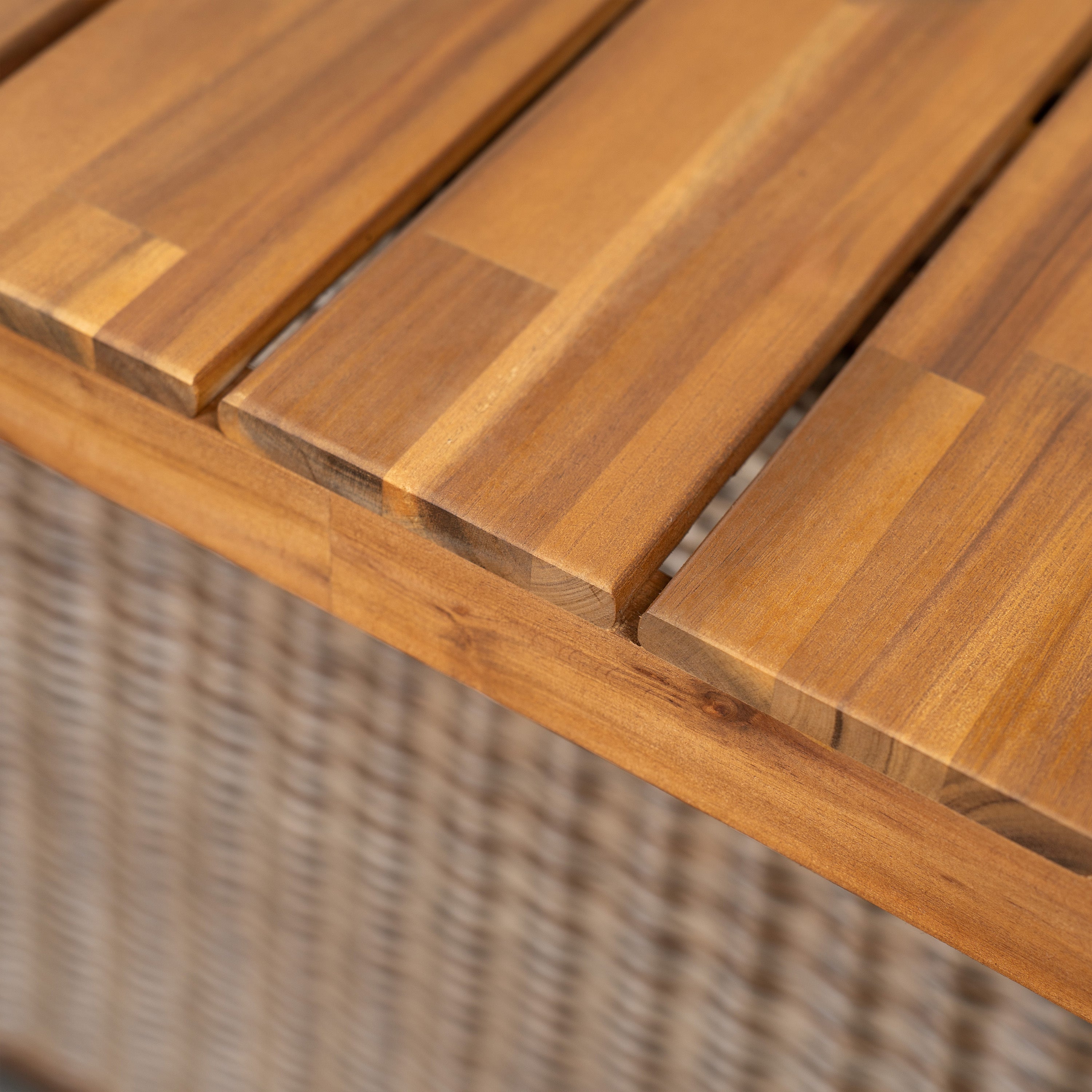 Outdoor Dining Set Acacia Wood Brown 3 Piece Table 2 Benches Rattan Legs