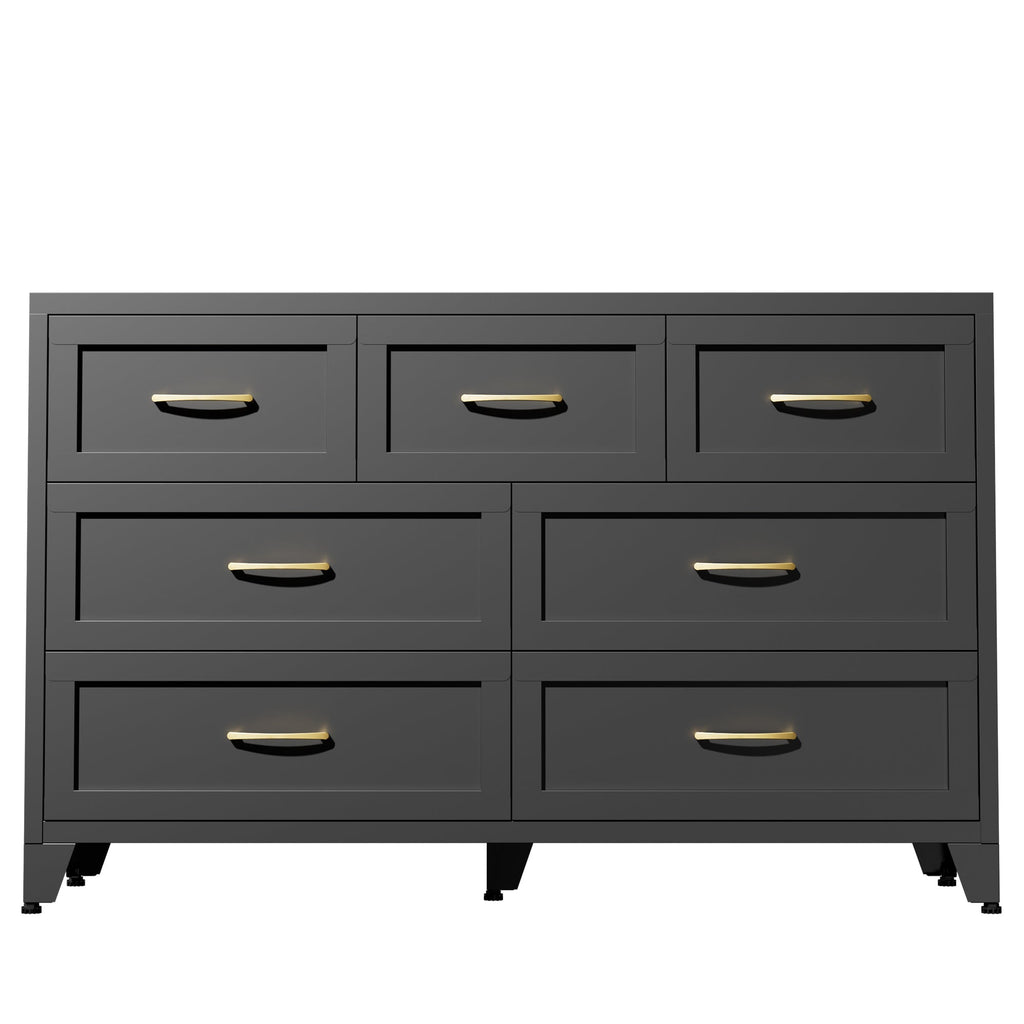 Dresser Low-Profile 7-Drawer Black Steel Smooth Glide 47.3x15.8x30.8 In