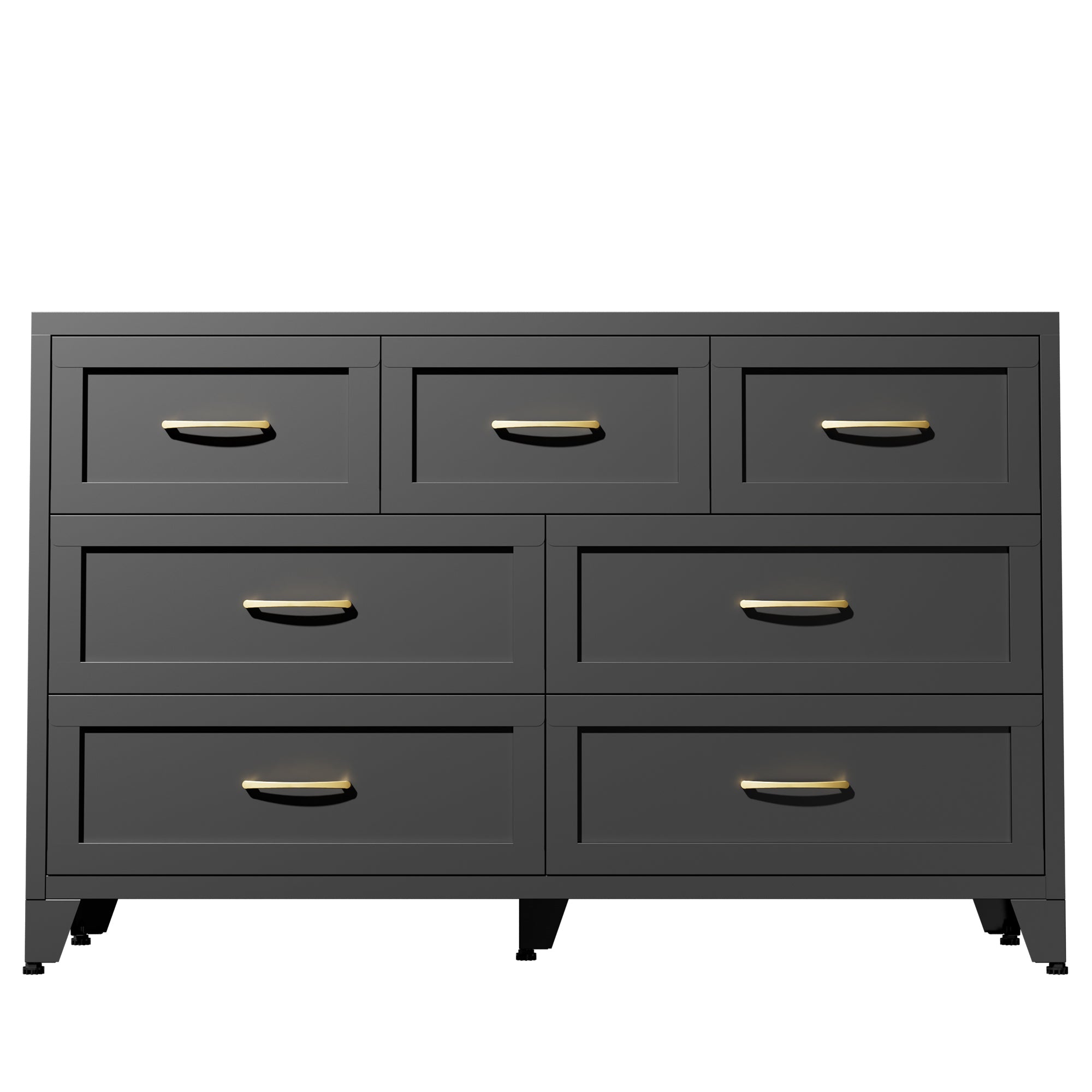 Dresser Low-Profile 7-Drawer Black Steel Smooth Glide 47.3x15.8x30.8 In
